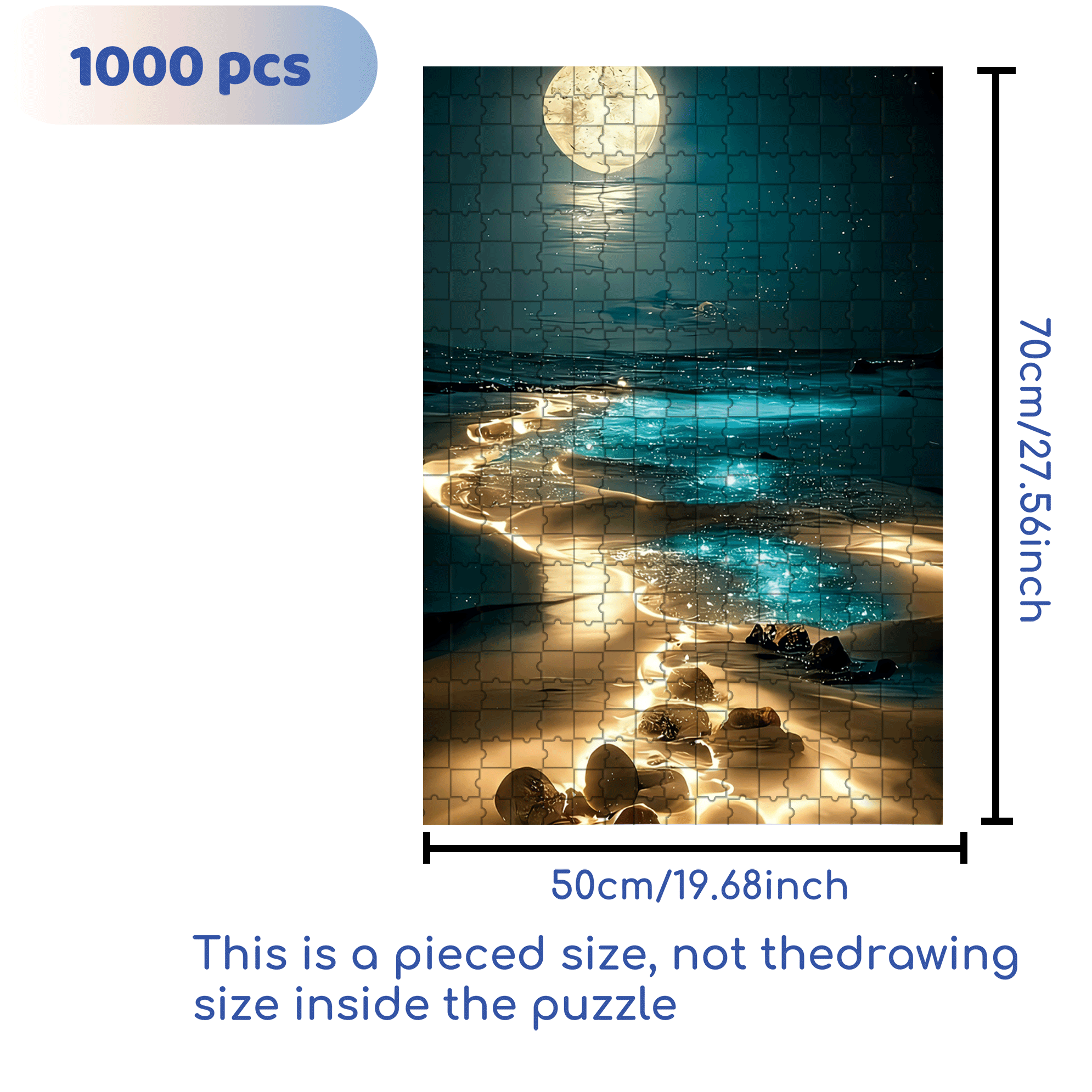 Moonlit Silver Sand 500pcs/1000pcs Jigsaw Puzzle, Scratch-Resistant, Interactive Family Game & Brain-Boosting DIY Decor, Perfect for Halloween, Christmas & New Year Gifts, Family Puzzle Game