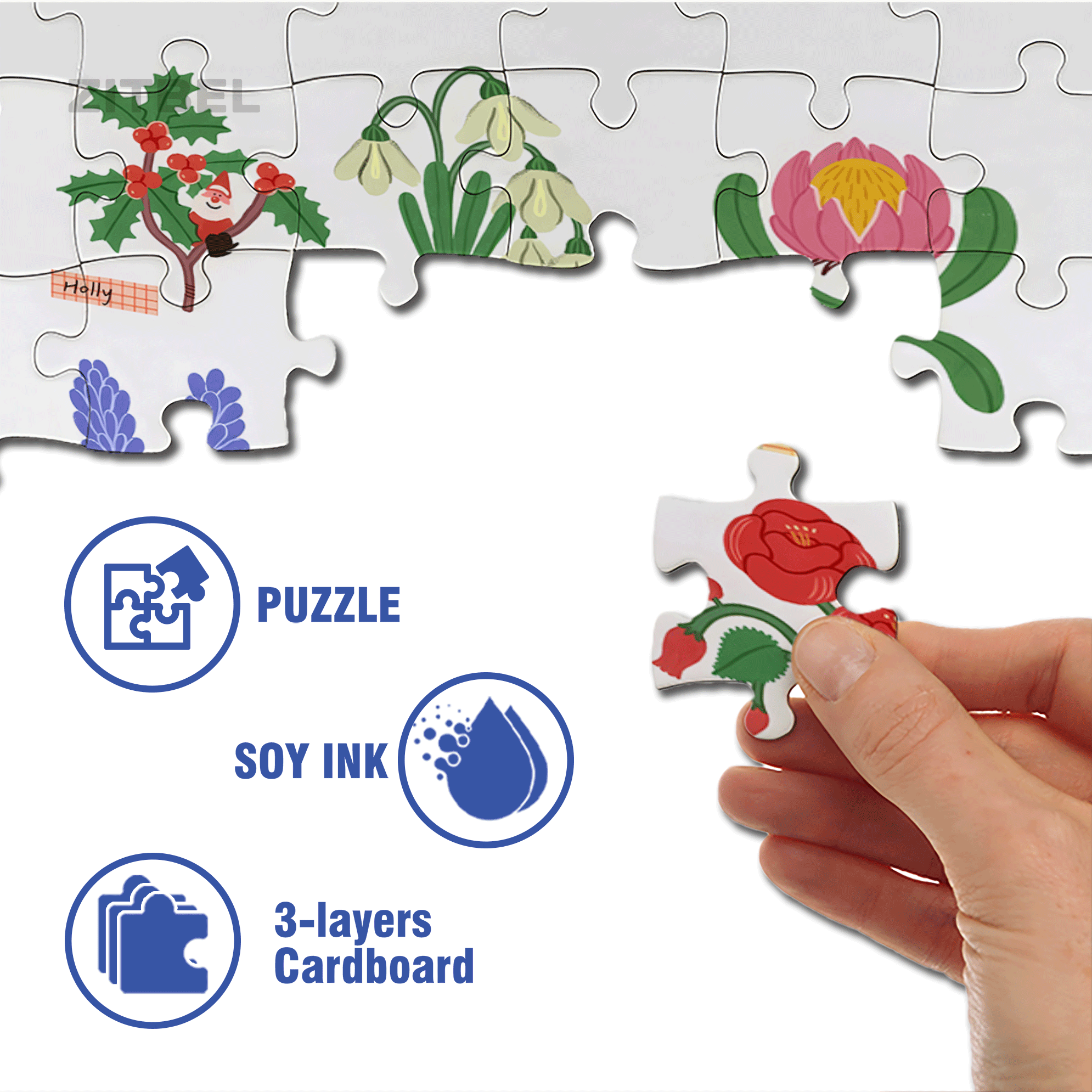 Plant Identification Guide 500pcs/1000pcs Jigsaw Puzzle, Scratch-Resistant, Interactive Family Game & Brain-Boosting DIY Decor, Perfect for Halloween, Christmas & New Year Gifts, Family Puzzle Game