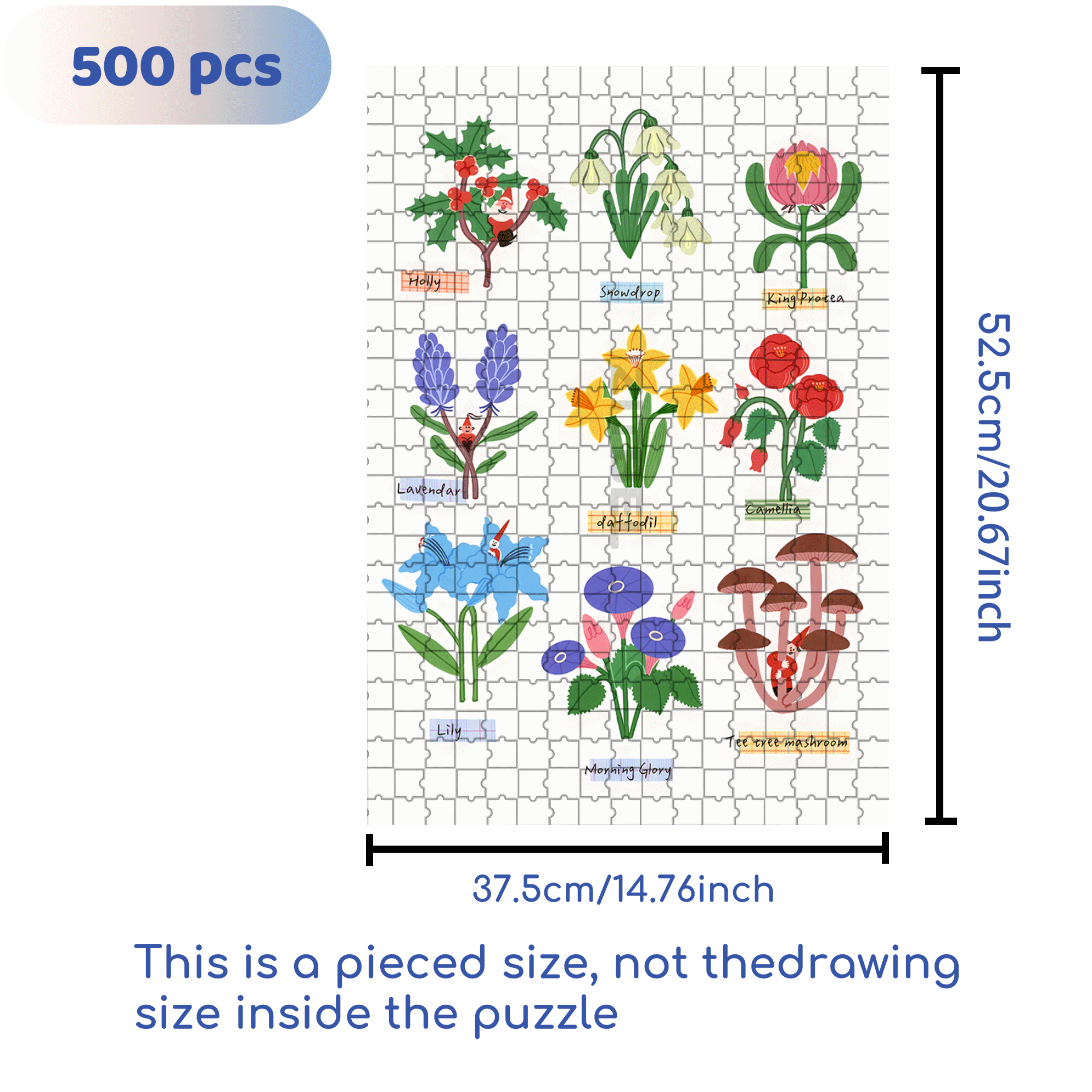 Plant Identification Guide 500pcs/1000pcs Jigsaw Puzzle, Scratch-Resistant, Interactive Family Game & Brain-Boosting DIY Decor, Perfect for Halloween, Christmas & New Year Gifts, Family Puzzle Game