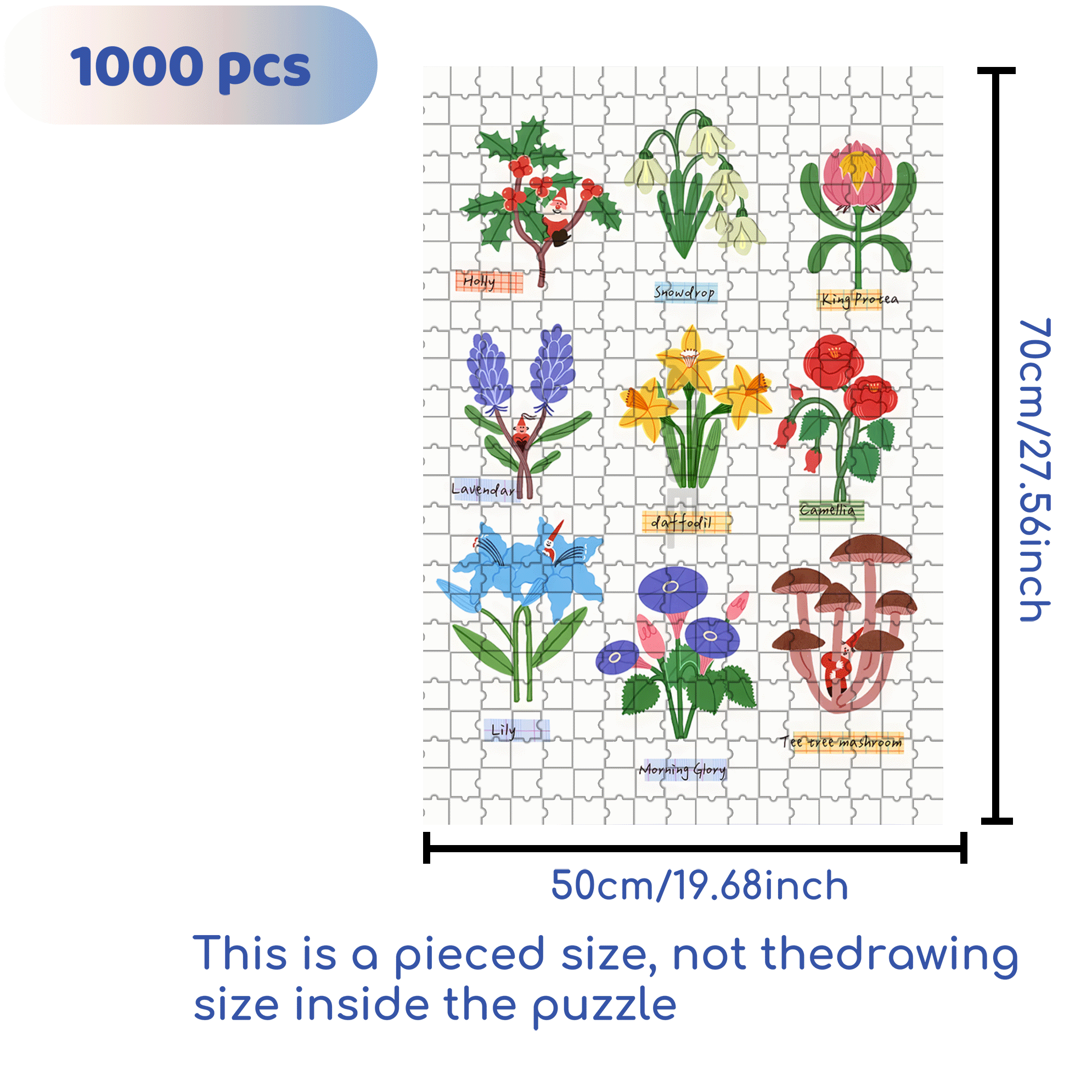 Plant Identification Guide 500pcs/1000pcs Jigsaw Puzzle, Scratch-Resistant, Interactive Family Game & Brain-Boosting DIY Decor, Perfect for Halloween, Christmas & New Year Gifts, Family Puzzle Game