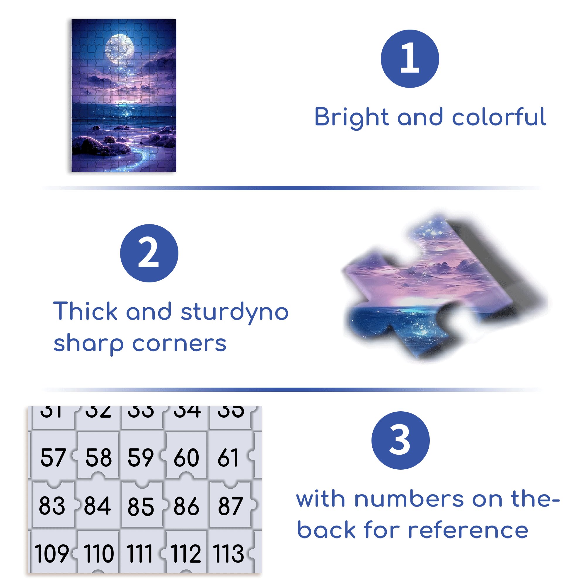 Purple Sea Full Moon 500pcs/1000pcs Jigsaw Puzzle, Scratch-Resistant, Interactive Family Game & Brain-Boosting DIY Decor, Perfect for Halloween, Christmas & New Year Gifts, Family Puzzle Game