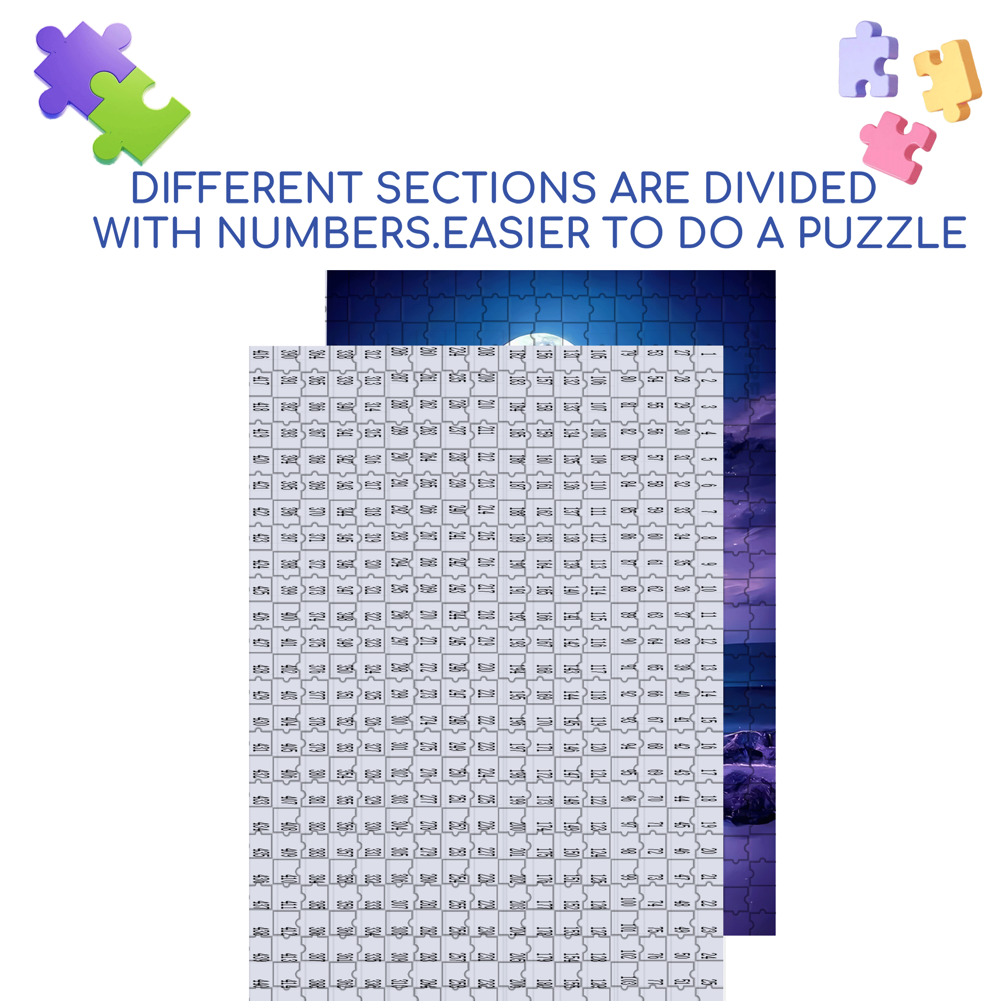 Purple Sea Full Moon 500pcs/1000pcs Jigsaw Puzzle, Scratch-Resistant, Interactive Family Game & Brain-Boosting DIY Decor, Perfect for Halloween, Christmas & New Year Gifts, Family Puzzle Game