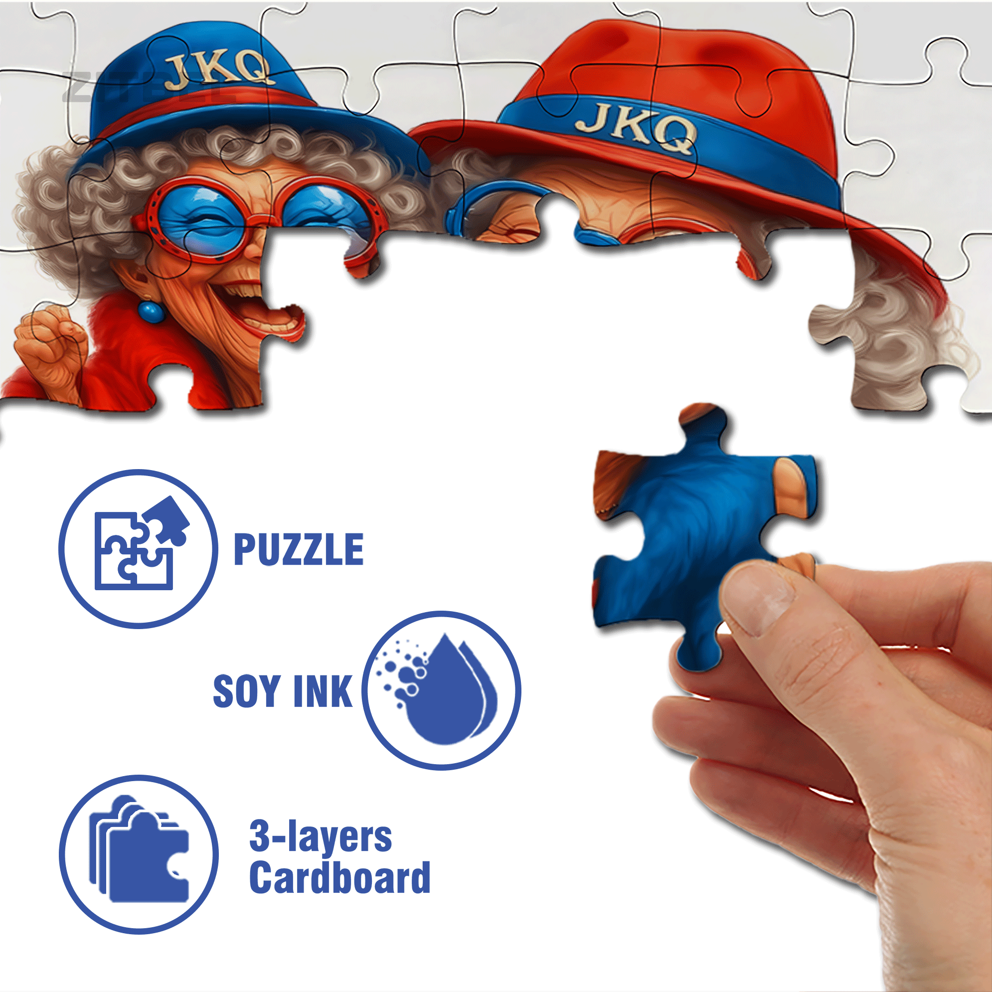 Red and Blue Old Friends Series 500pcs/1000pcs Jigsaw Puzzle, Scratch-Resistant, Interactive Family Game & Brain-Boosting DIY Decor, Perfect for Halloween, Christmas & New Year Gifts, Family Puzzle Game