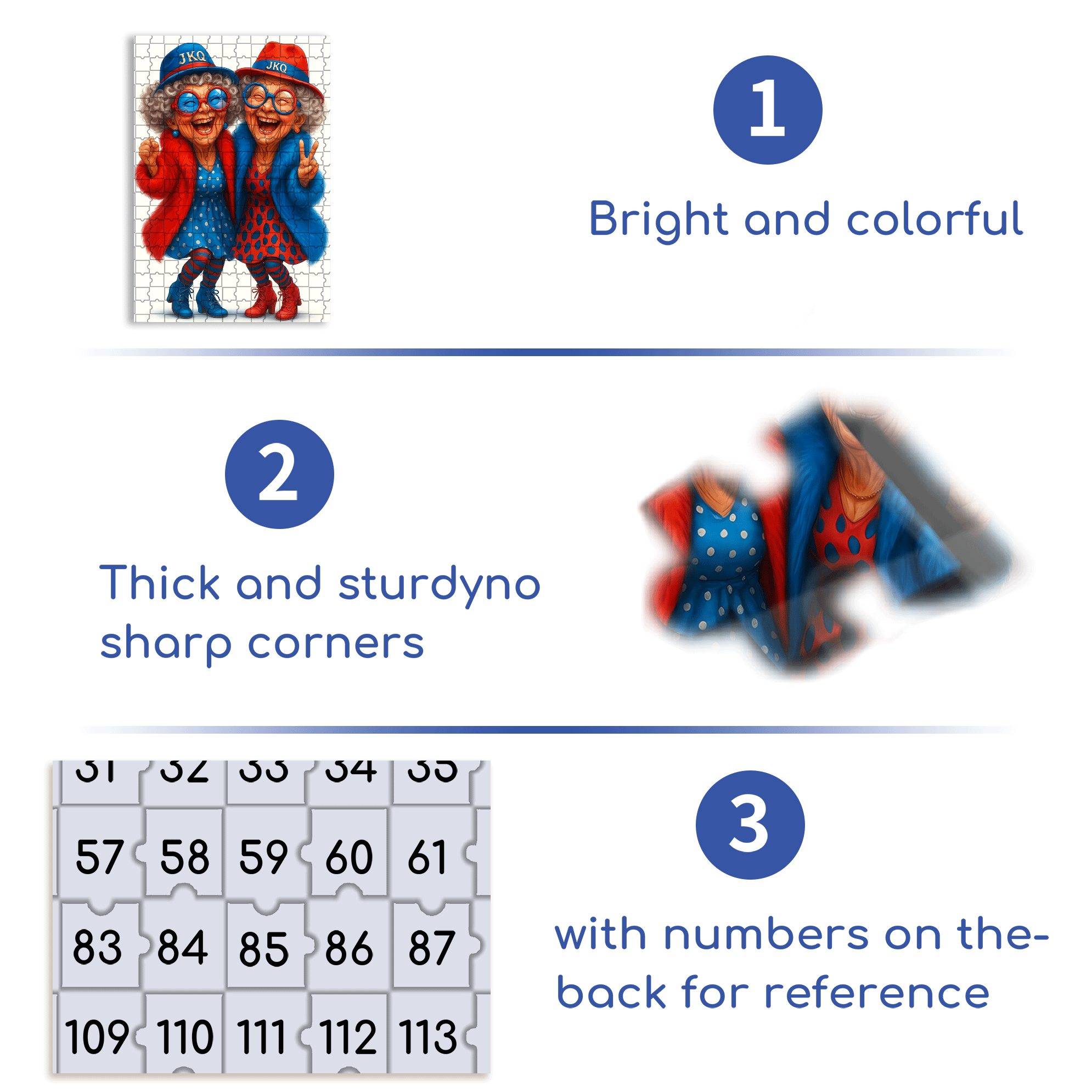 Red and Blue Old Friends Series 500pcs/1000pcs Jigsaw Puzzle, Scratch-Resistant, Interactive Family Game & Brain-Boosting DIY Decor, Perfect for Halloween, Christmas & New Year Gifts, Family Puzzle Game