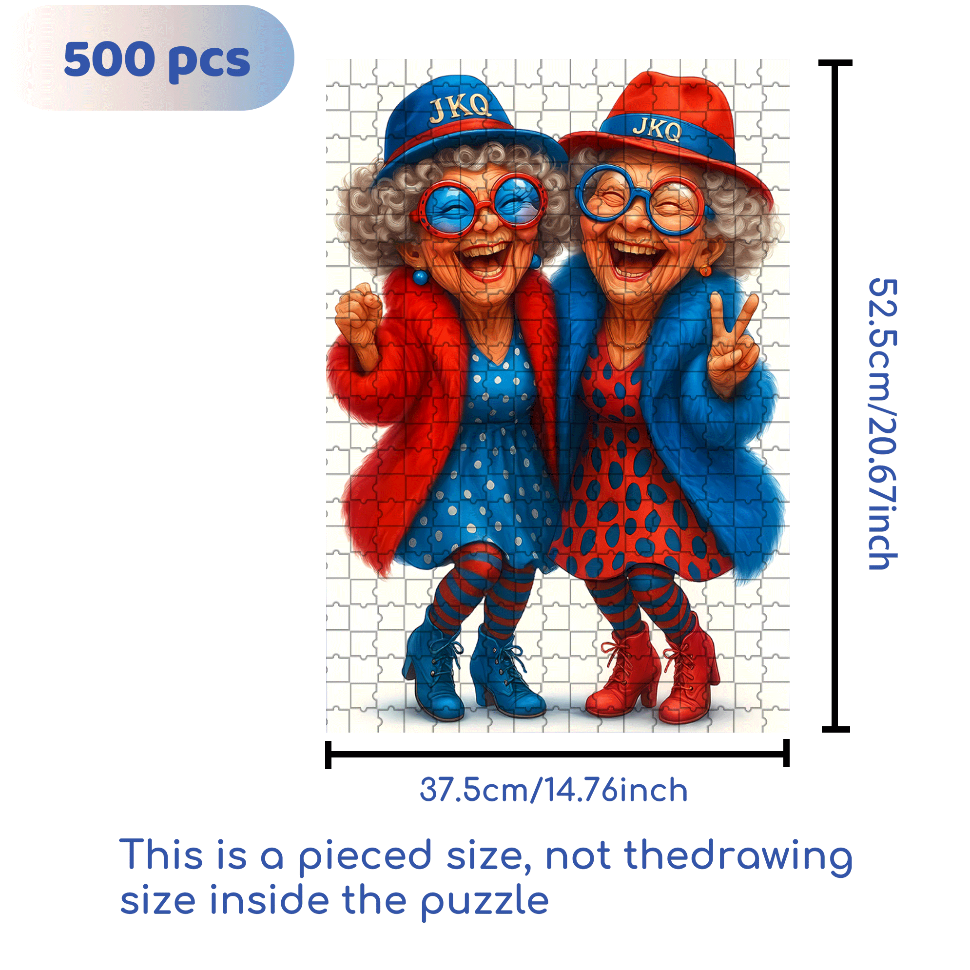 Red and Blue Old Friends Series 500pcs/1000pcs Jigsaw Puzzle, Scratch-Resistant, Interactive Family Game & Brain-Boosting DIY Decor, Perfect for Halloween, Christmas & New Year Gifts, Family Puzzle Game