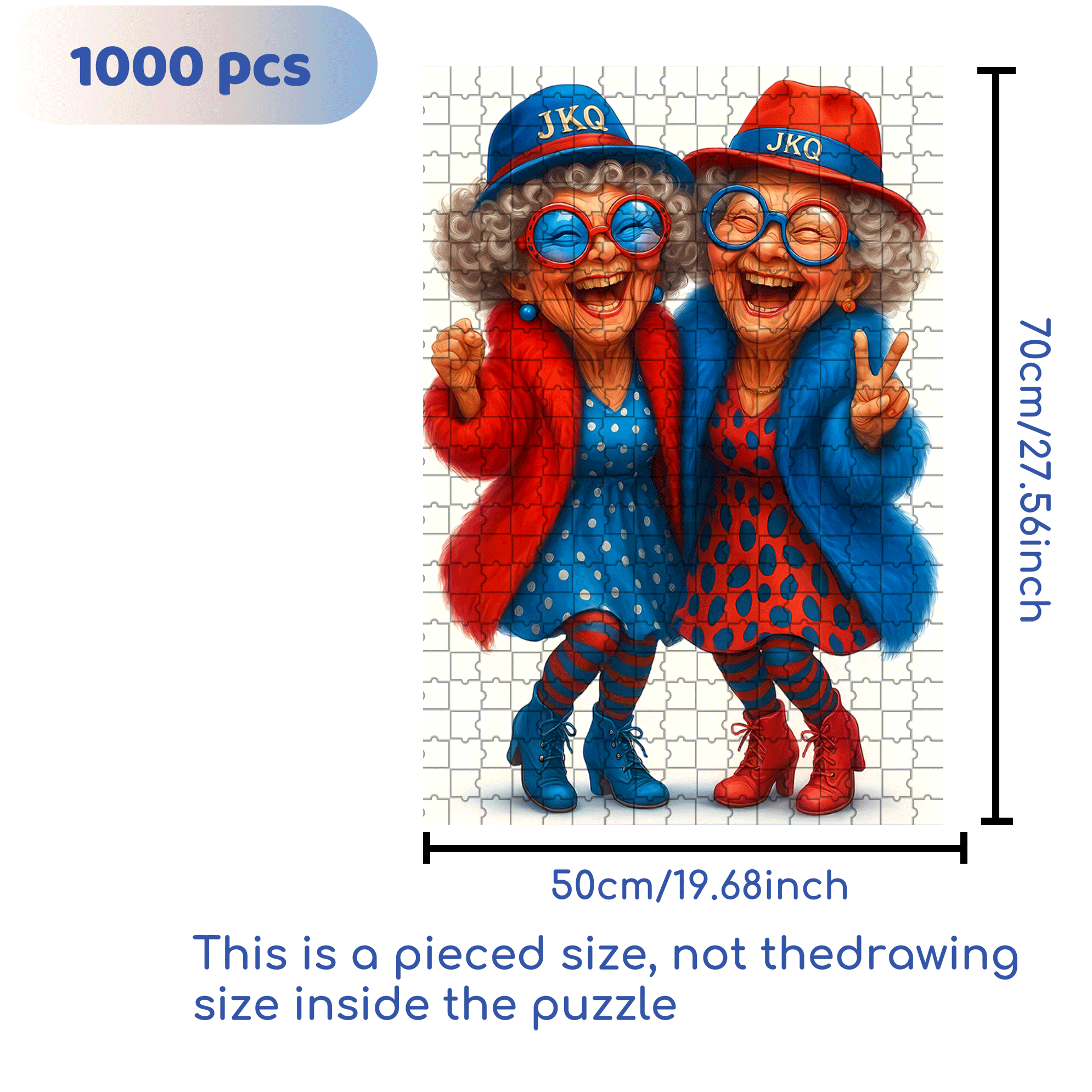 Red and Blue Old Friends Series 500pcs/1000pcs Jigsaw Puzzle, Scratch-Resistant, Interactive Family Game & Brain-Boosting DIY Decor, Perfect for Halloween, Christmas & New Year Gifts, Family Puzzle Game