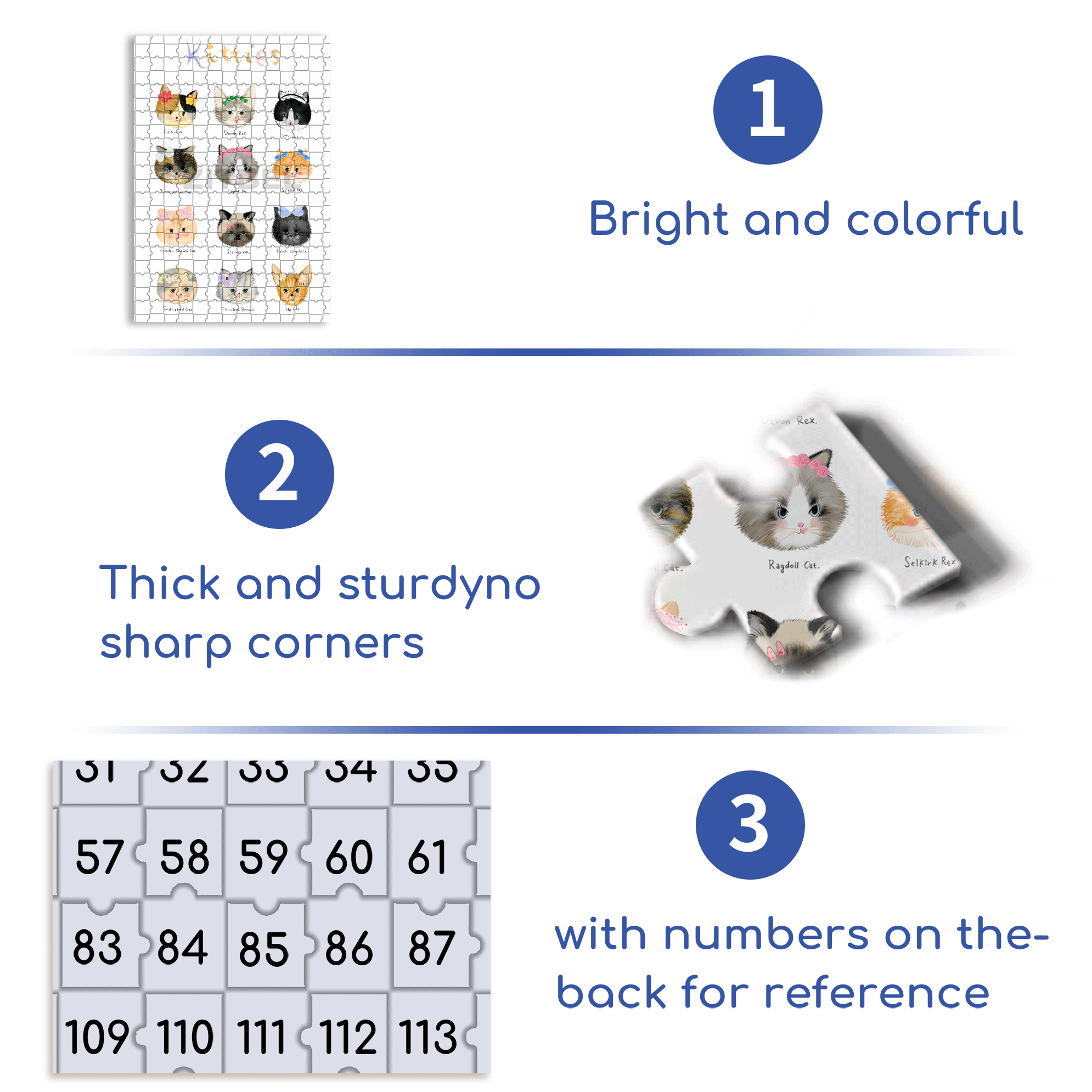 Round Cheek Kitties 500pcs/1000pcs Jigsaw Puzzle, Scratch-Resistant, Interactive Family Game & Brain-Boosting DIY Decor, Perfect for Halloween, Christmas & New Year Gifts, Family Puzzle Game