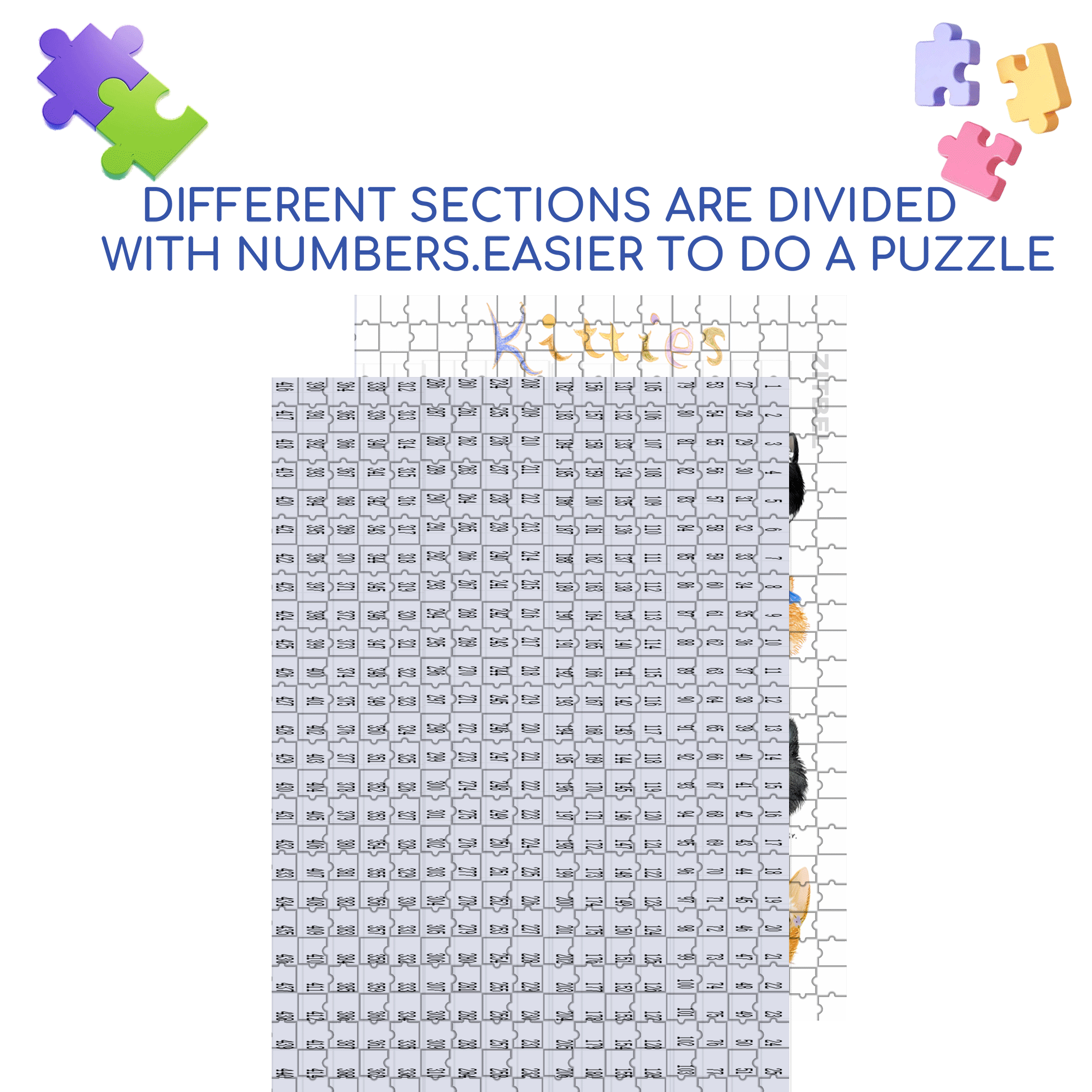 Round Cheek Kitties 500pcs/1000pcs Jigsaw Puzzle, Scratch-Resistant, Interactive Family Game & Brain-Boosting DIY Decor, Perfect for Halloween, Christmas & New Year Gifts, Family Puzzle Game
