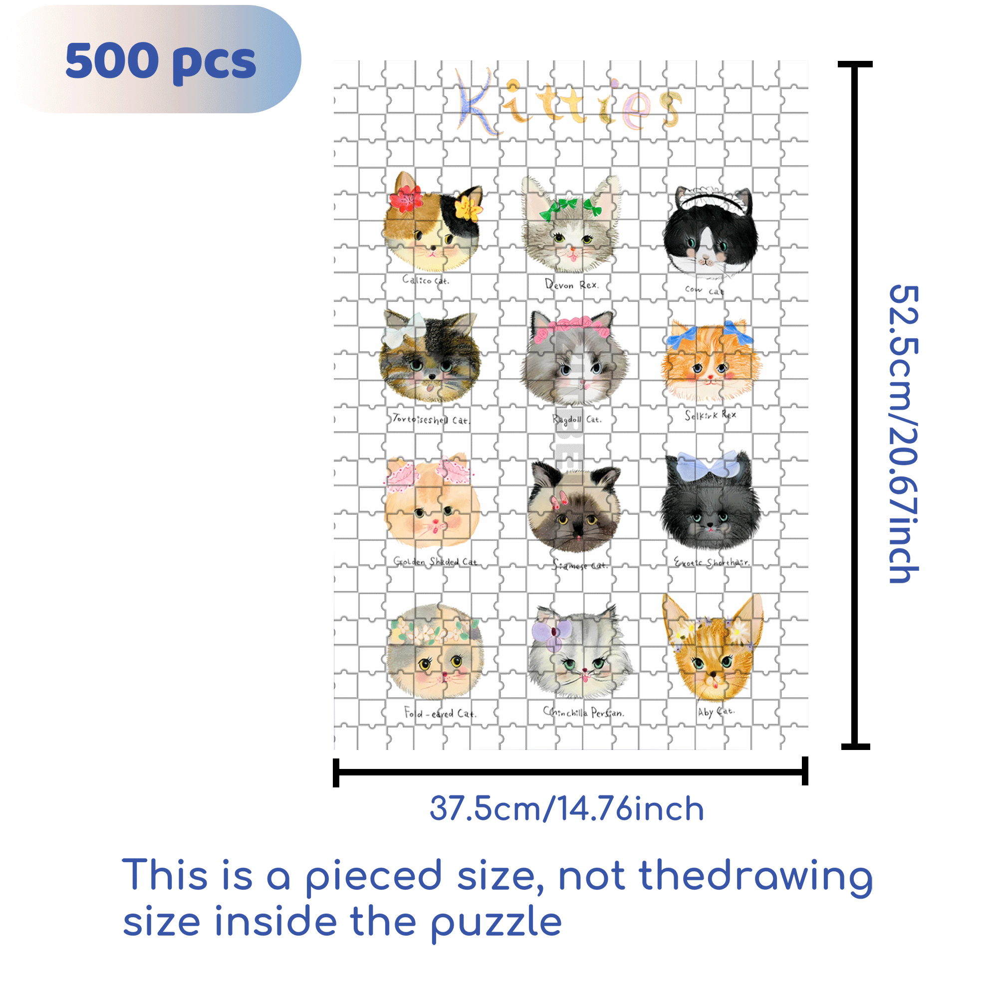 Round Cheek Kitties 500pcs/1000pcs Jigsaw Puzzle, Scratch-Resistant, Interactive Family Game & Brain-Boosting DIY Decor, Perfect for Halloween, Christmas & New Year Gifts, Family Puzzle Game