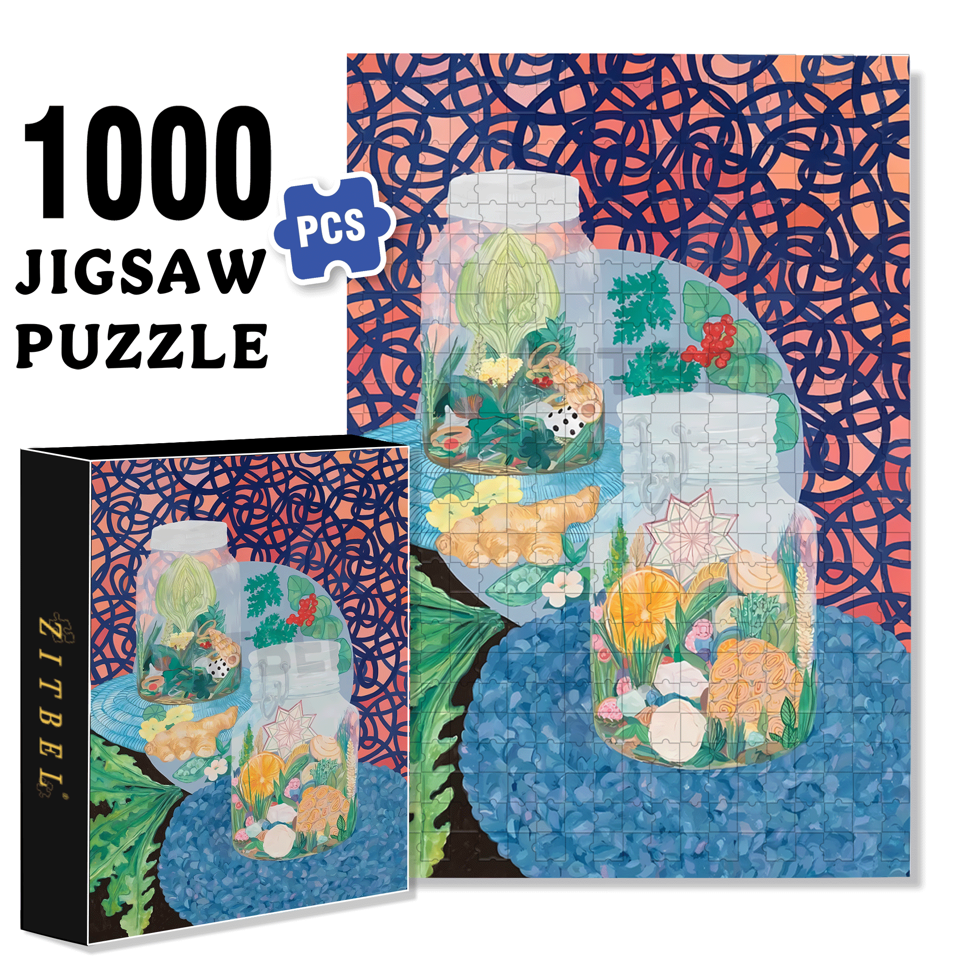 Secret World Within the Bottle 500pcs/1000pcs Jigsaw Puzzle, Scratch-Resistant, Interactive Family Game & Brain-Boosting DIY Decor, Perfect for Halloween, Christmas & New Year Gifts, Family Puzzle Game