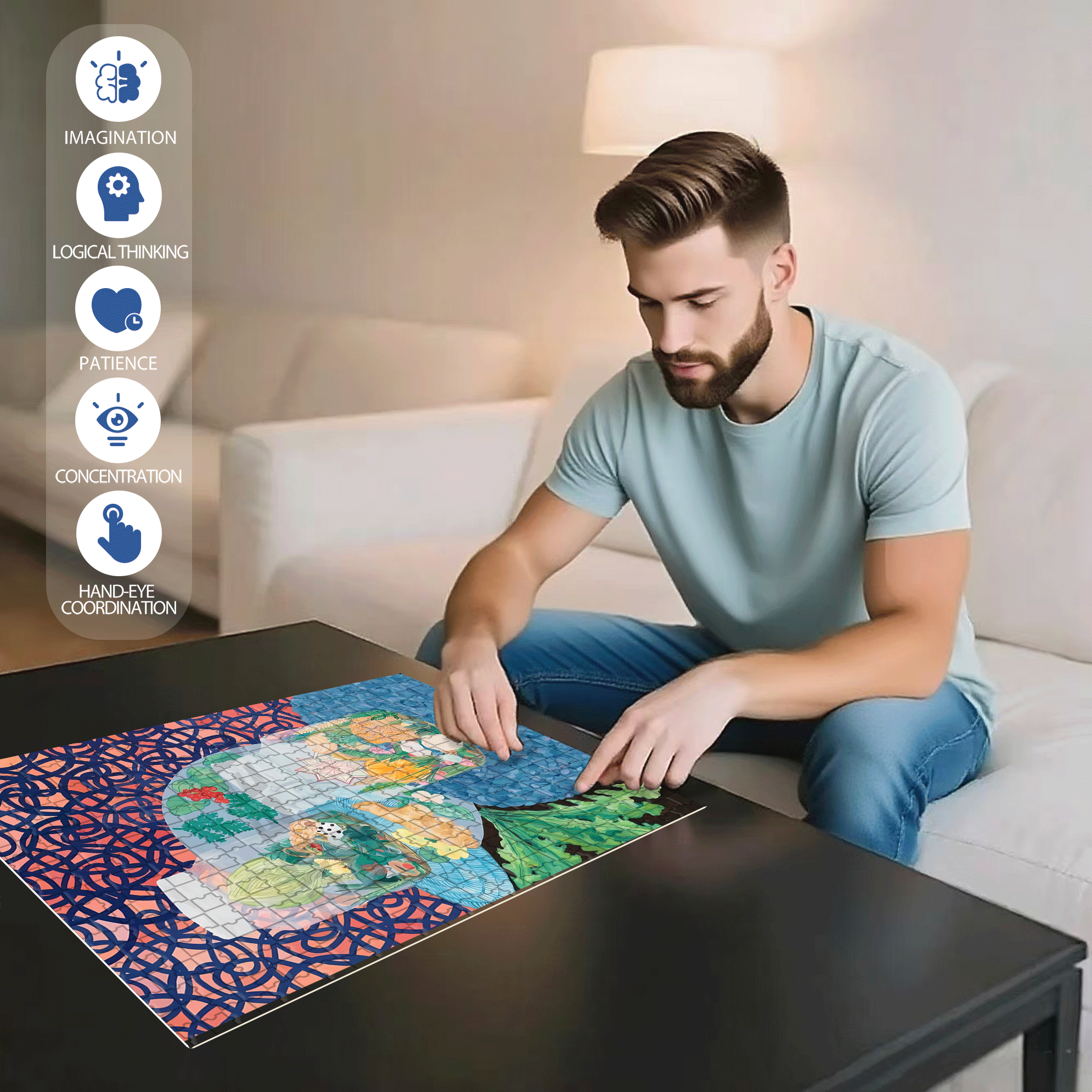 Secret World Within the Bottle 500pcs/1000pcs Jigsaw Puzzle, Scratch-Resistant, Interactive Family Game & Brain-Boosting DIY Decor, Perfect for Halloween, Christmas & New Year Gifts, Family Puzzle Game