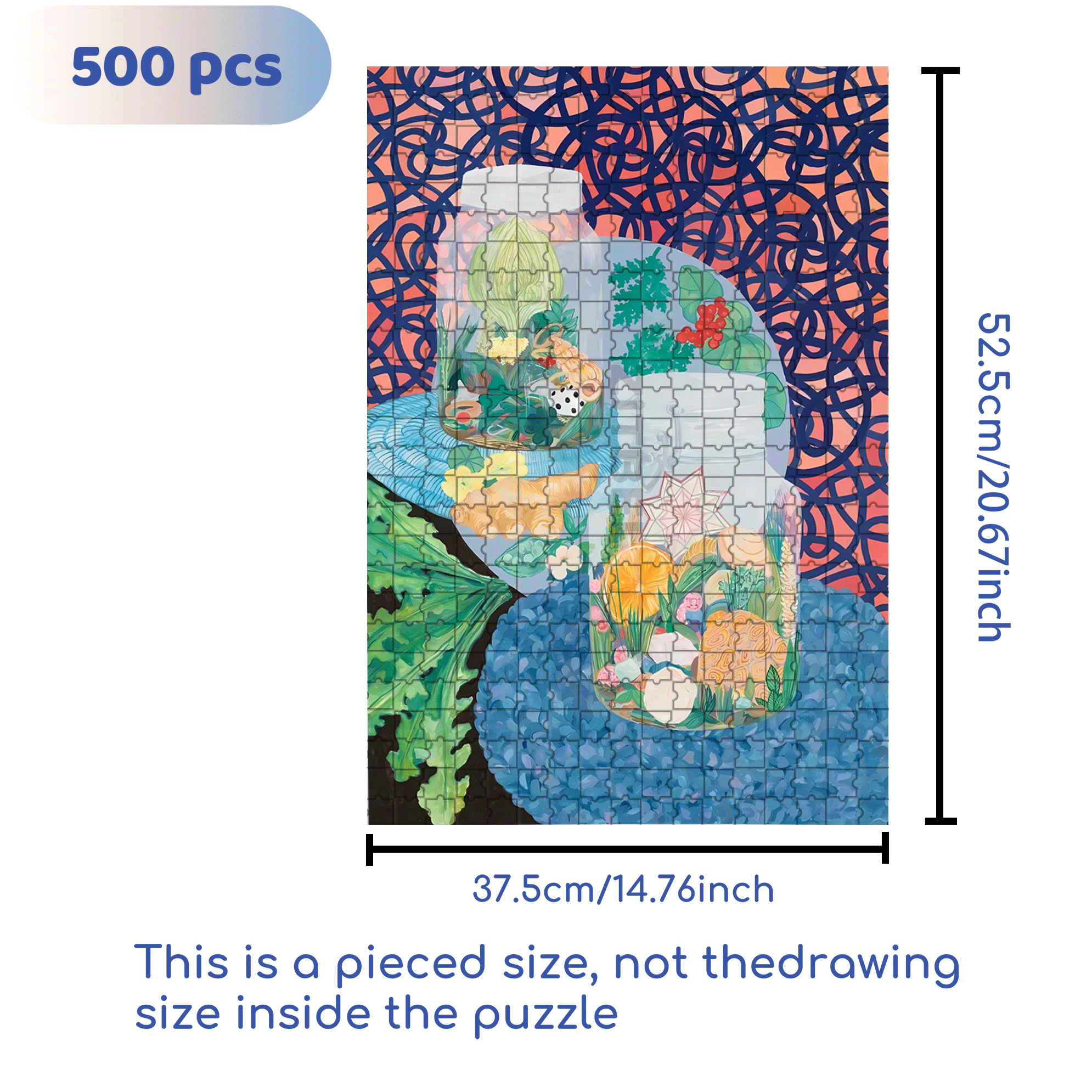 Secret World Within the Bottle 500pcs/1000pcs Jigsaw Puzzle, Scratch-Resistant, Interactive Family Game & Brain-Boosting DIY Decor, Perfect for Halloween, Christmas & New Year Gifts, Family Puzzle Game