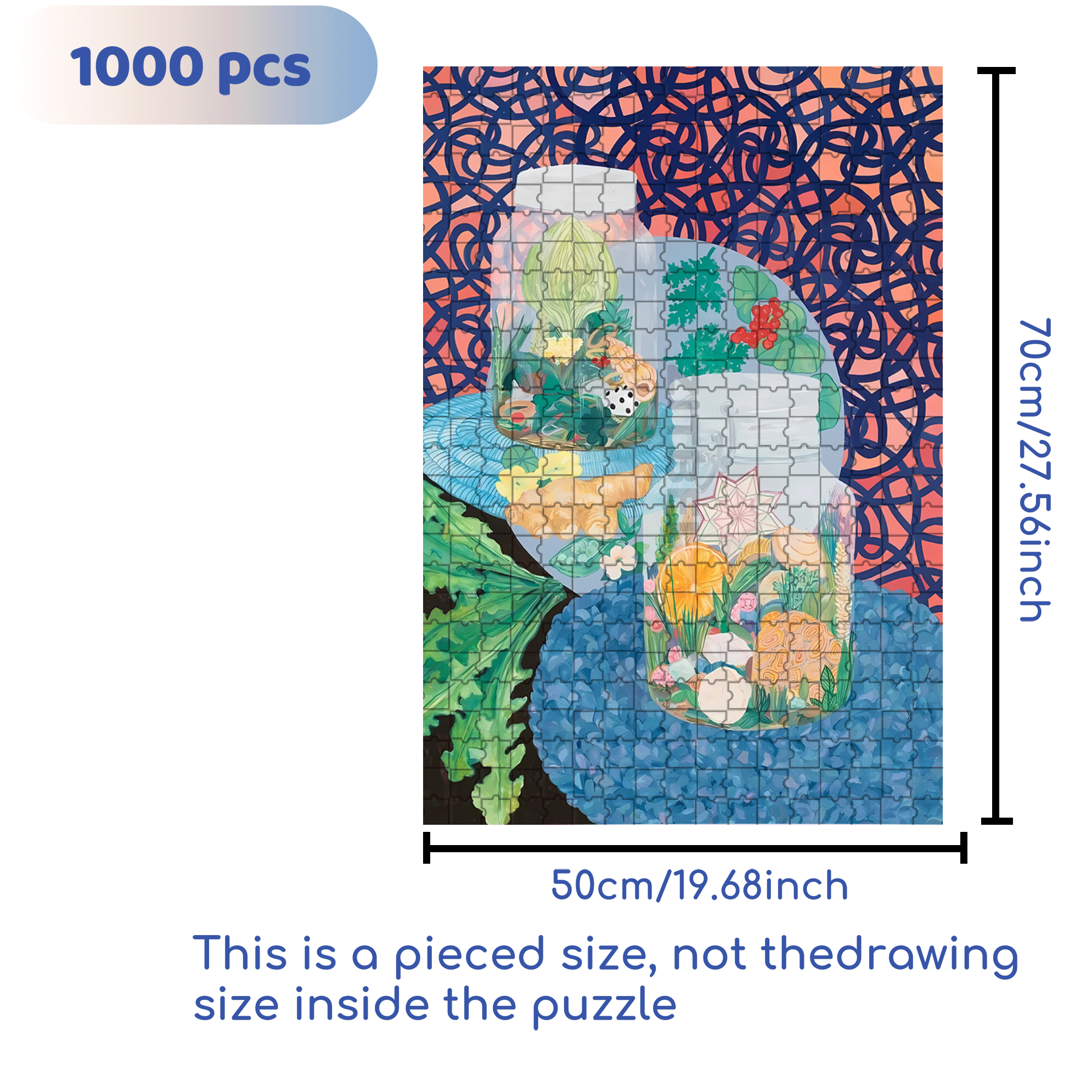Secret World Within the Bottle 500pcs/1000pcs Jigsaw Puzzle, Scratch-Resistant, Interactive Family Game & Brain-Boosting DIY Decor, Perfect for Halloween, Christmas & New Year Gifts, Family Puzzle Game
