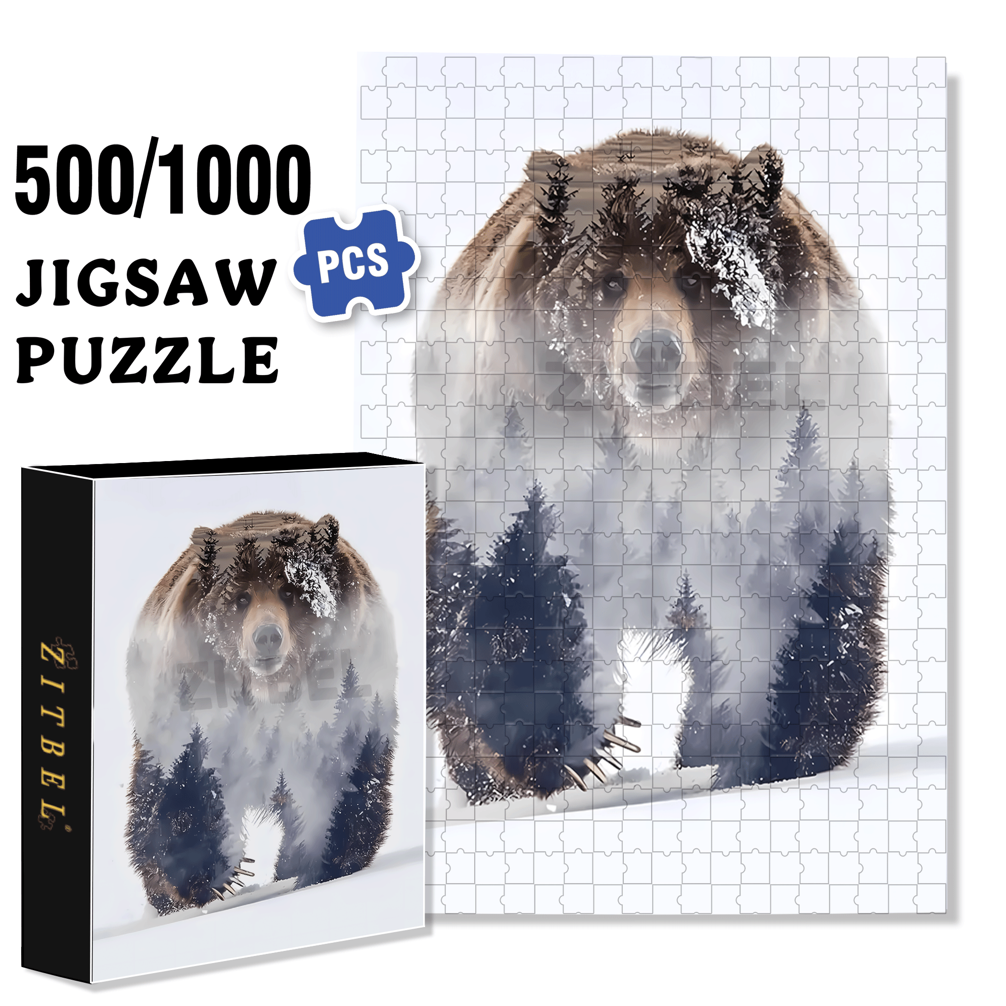 Snow Mountain Spirit 500pcs/1000pcs Jigsaw Puzzle, Scratch-Resistant, Interactive Family Game & Brain-Boosting DIY Decor, Perfect for Halloween, Christmas & New Year Gifts, Family Puzzle Game