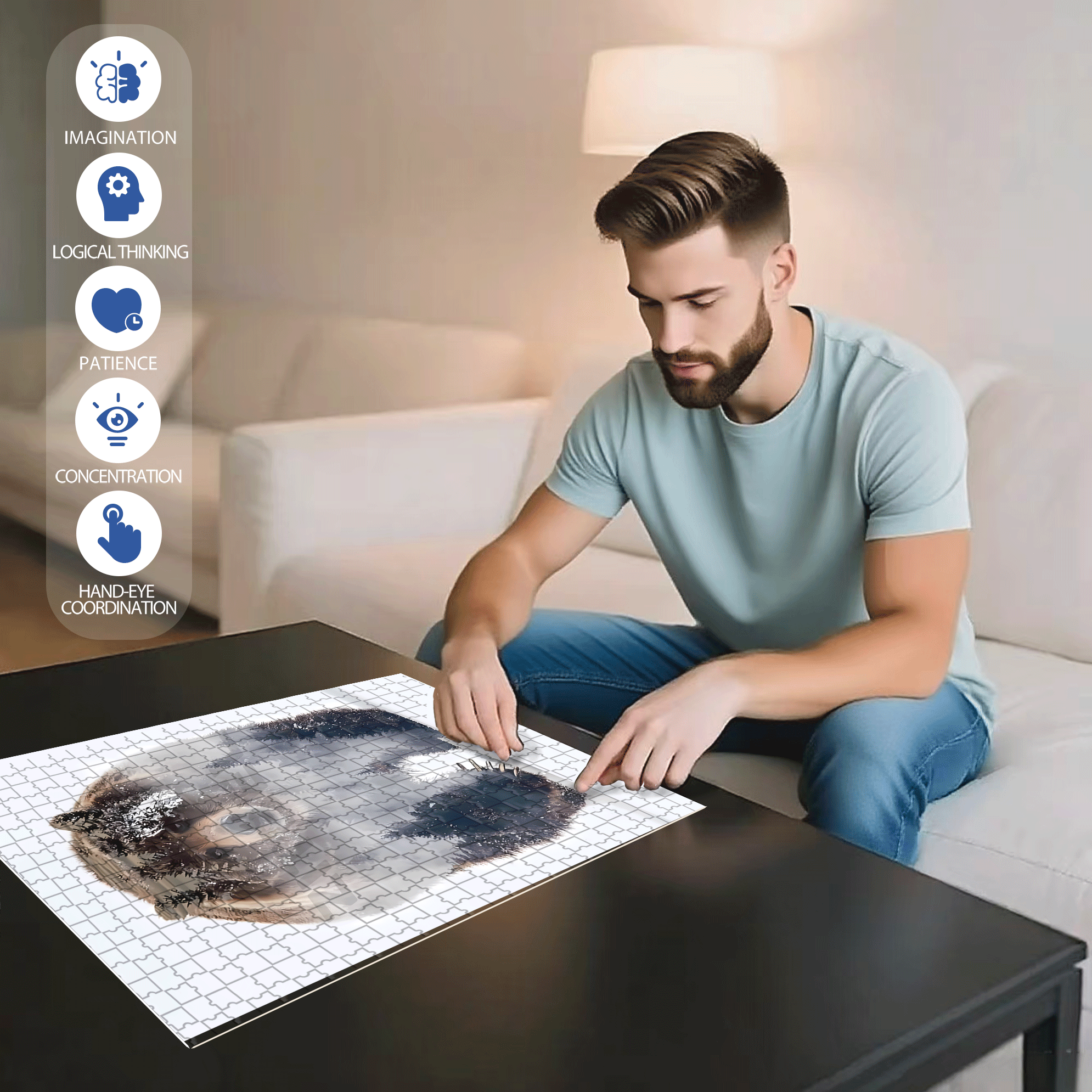 Snow Mountain Spirit 500pcs/1000pcs Jigsaw Puzzle, Scratch-Resistant, Interactive Family Game & Brain-Boosting DIY Decor, Perfect for Halloween, Christmas & New Year Gifts, Family Puzzle Game