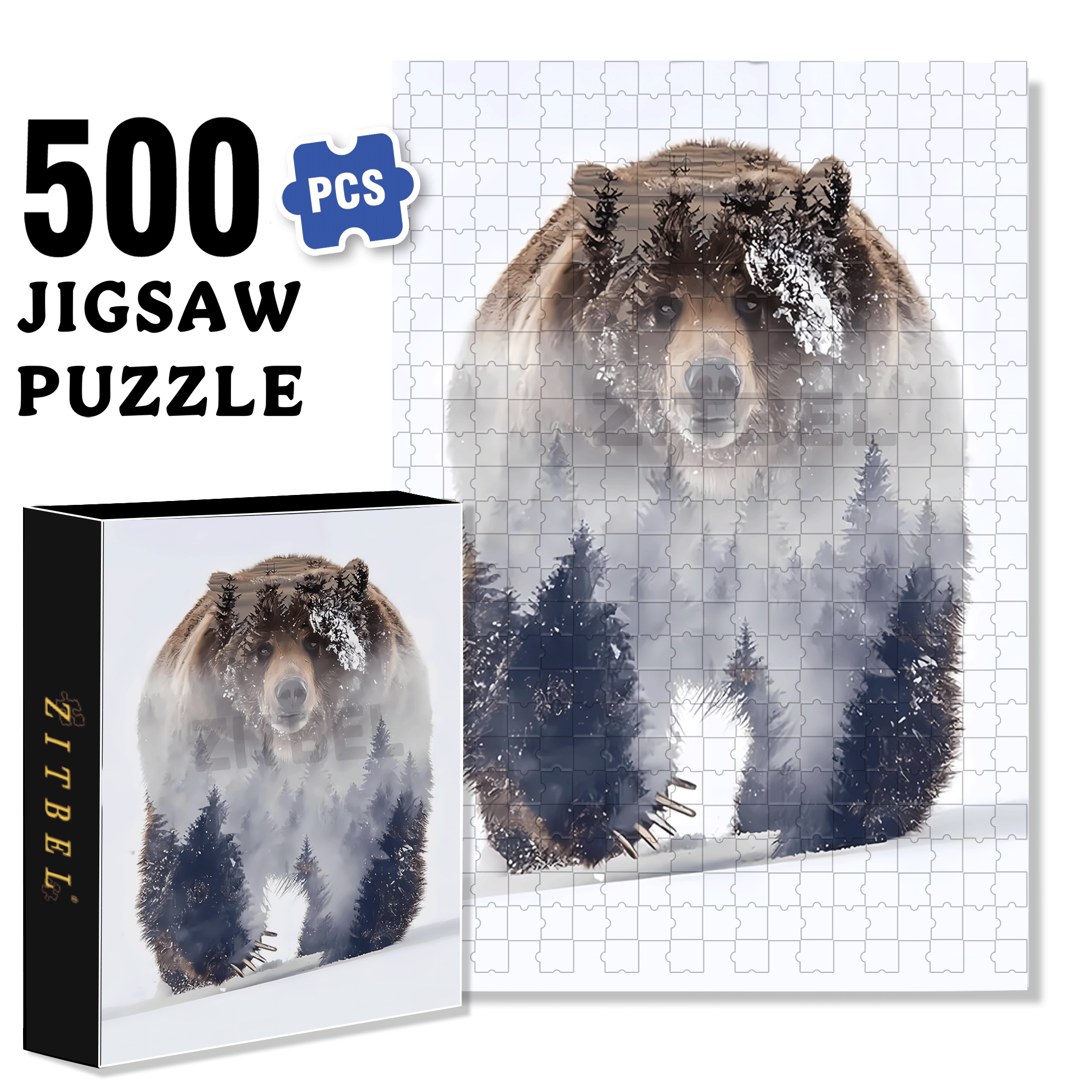 Snow Mountain Spirit 500pcs/1000pcs Jigsaw Puzzle, Scratch-Resistant, Interactive Family Game & Brain-Boosting DIY Decor, Perfect for Halloween, Christmas & New Year Gifts, Family Puzzle Game