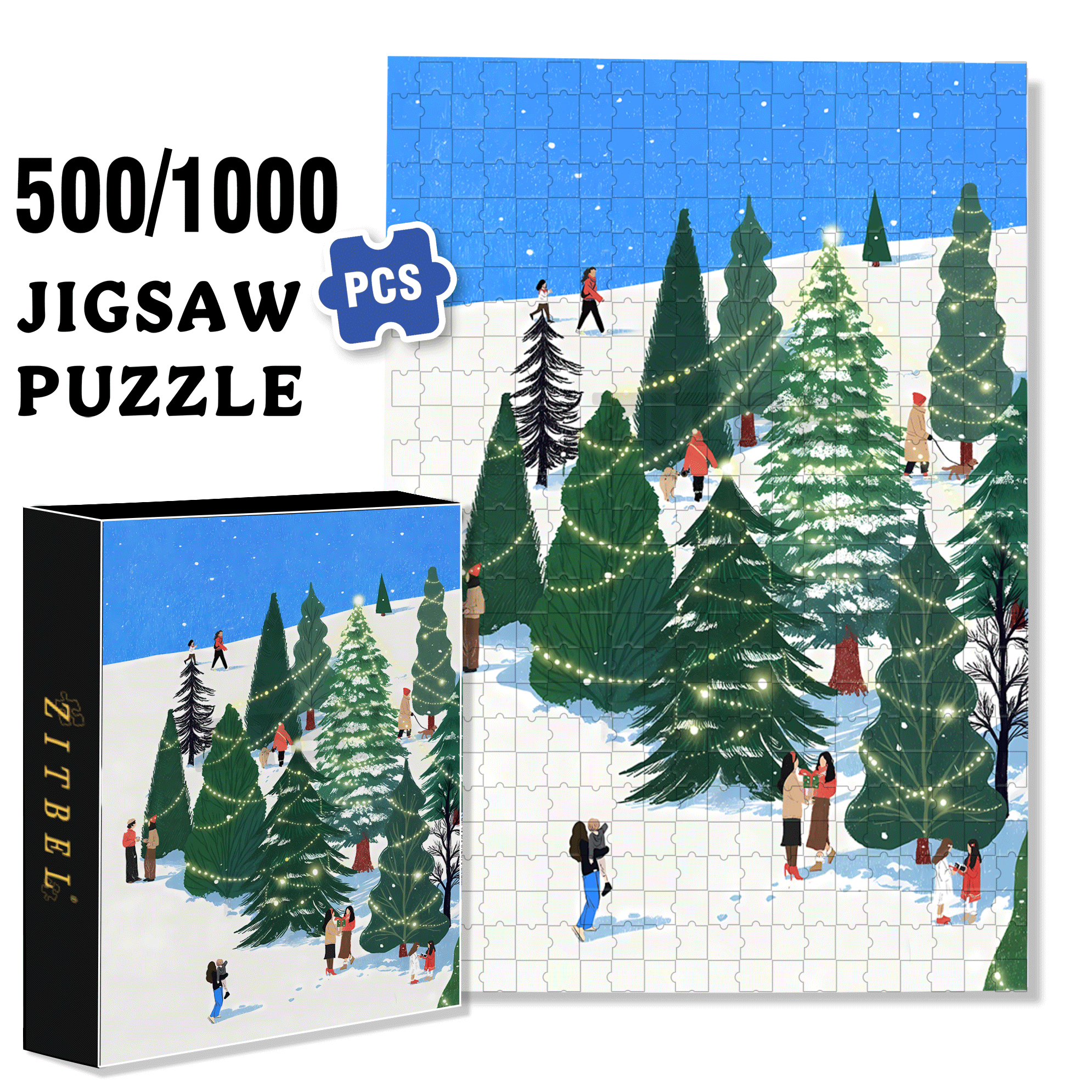 Snow Ridge Forest 500pcs/1000pcs Jigsaw Puzzle, Scratch-Resistant, Interactive Family Game & Brain-Boosting DIY Decor, Perfect for Halloween, Christmas & New Year Gifts, Family Puzzle Game