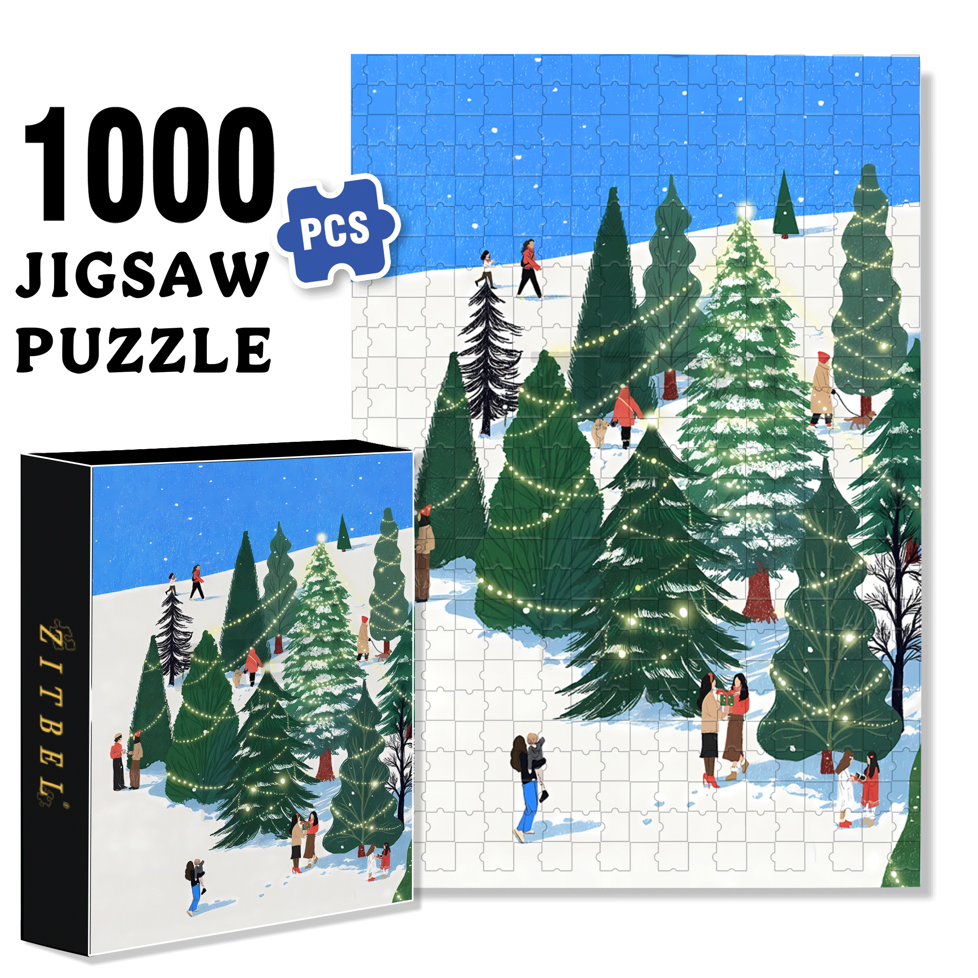 Snow Ridge Forest 500pcs/1000pcs Jigsaw Puzzle, Scratch-Resistant, Interactive Family Game & Brain-Boosting DIY Decor, Perfect for Halloween, Christmas & New Year Gifts, Family Puzzle Game