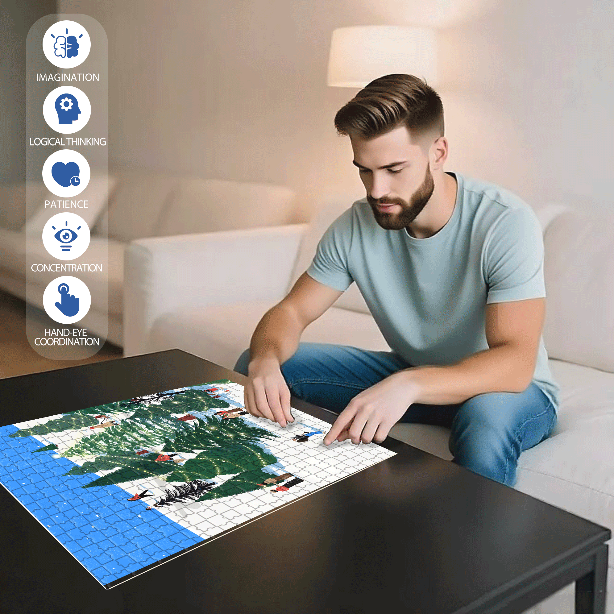 Snow Ridge Forest 500pcs/1000pcs Jigsaw Puzzle, Scratch-Resistant, Interactive Family Game & Brain-Boosting DIY Decor, Perfect for Halloween, Christmas & New Year Gifts, Family Puzzle Game