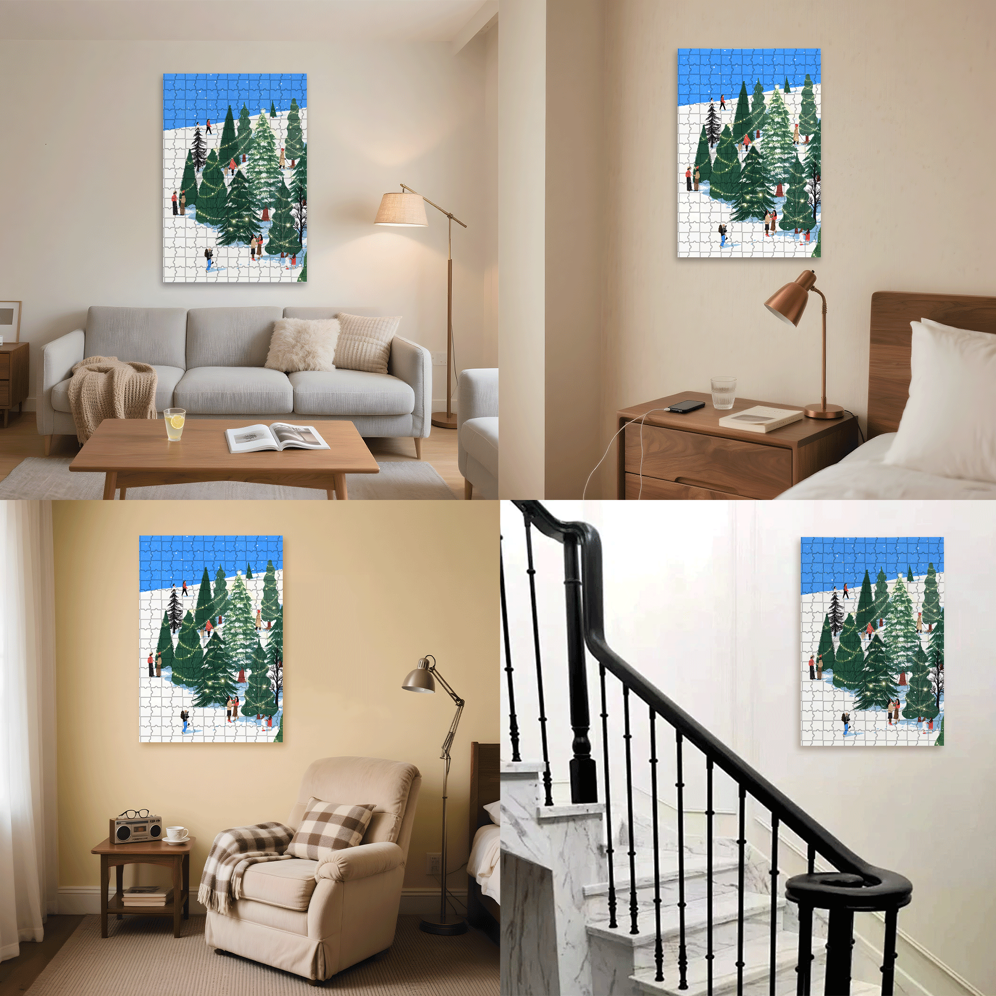 Snow Ridge Forest 500pcs/1000pcs Jigsaw Puzzle, Scratch-Resistant, Interactive Family Game & Brain-Boosting DIY Decor, Perfect for Halloween, Christmas & New Year Gifts, Family Puzzle Game
