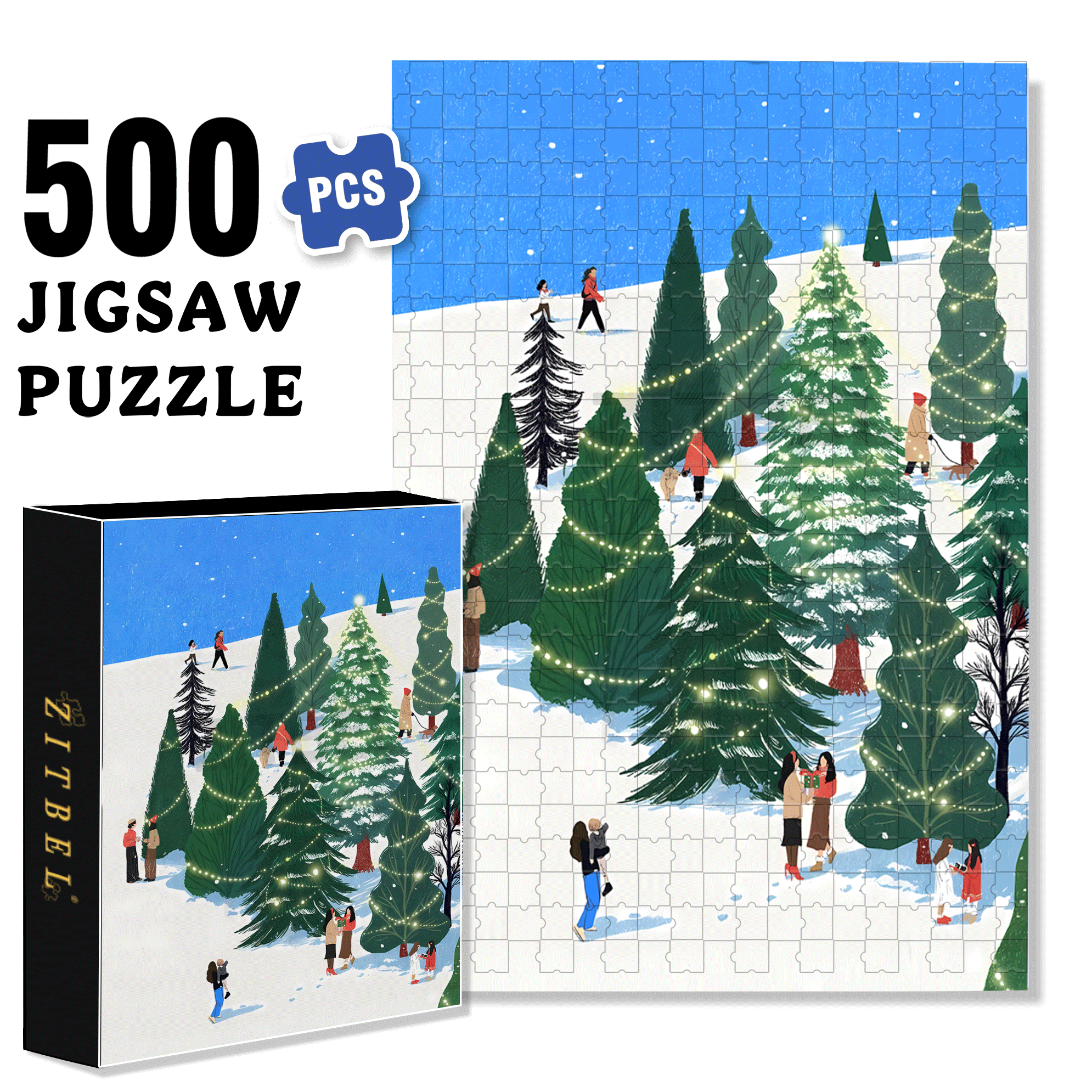 Snow Ridge Forest 500pcs/1000pcs Jigsaw Puzzle, Scratch-Resistant, Interactive Family Game & Brain-Boosting DIY Decor, Perfect for Halloween, Christmas & New Year Gifts, Family Puzzle Game