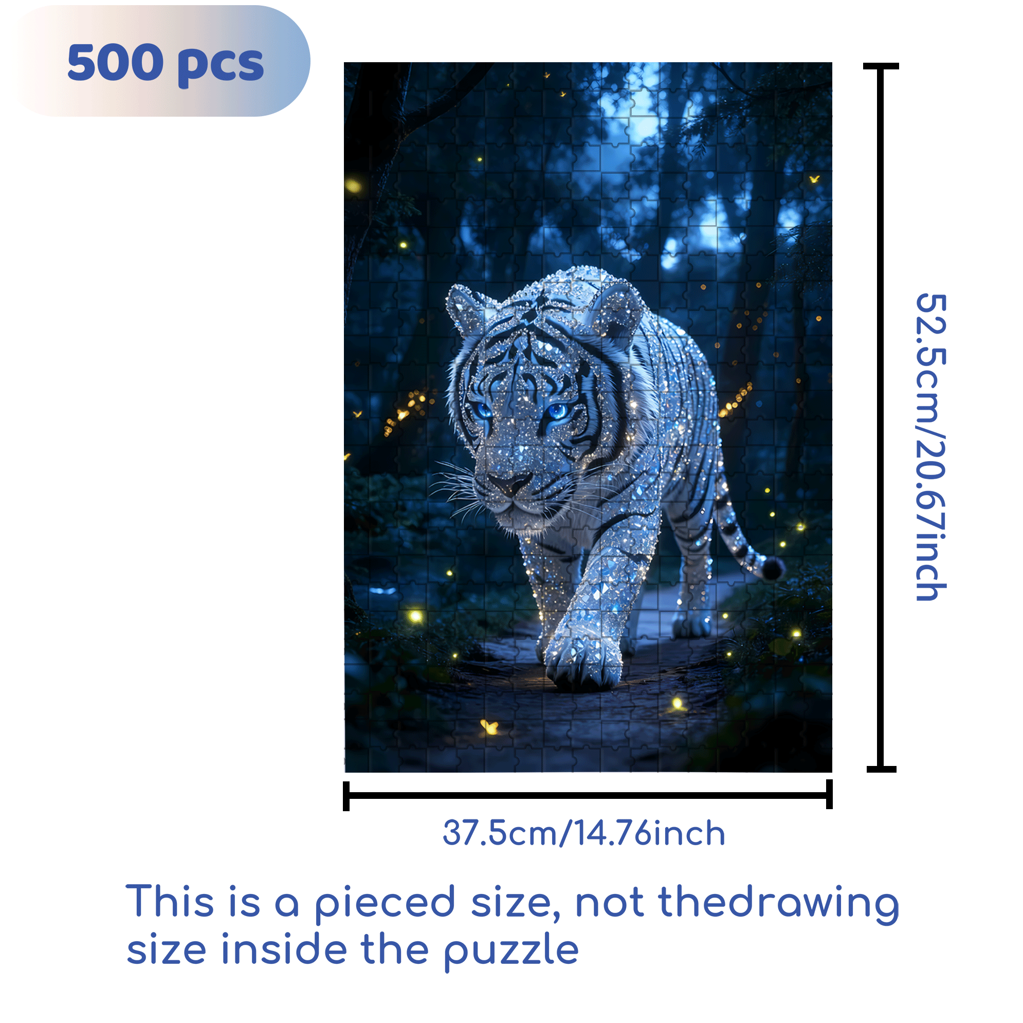 Star Diamond White Tiger 500pcs/1000pcs Jigsaw Puzzle, Scratch-Resistant, Interactive Family Game & Brain-Boosting DIY Decor, Perfect for Halloween, Christmas & New Year Gifts, Family Puzzle Game