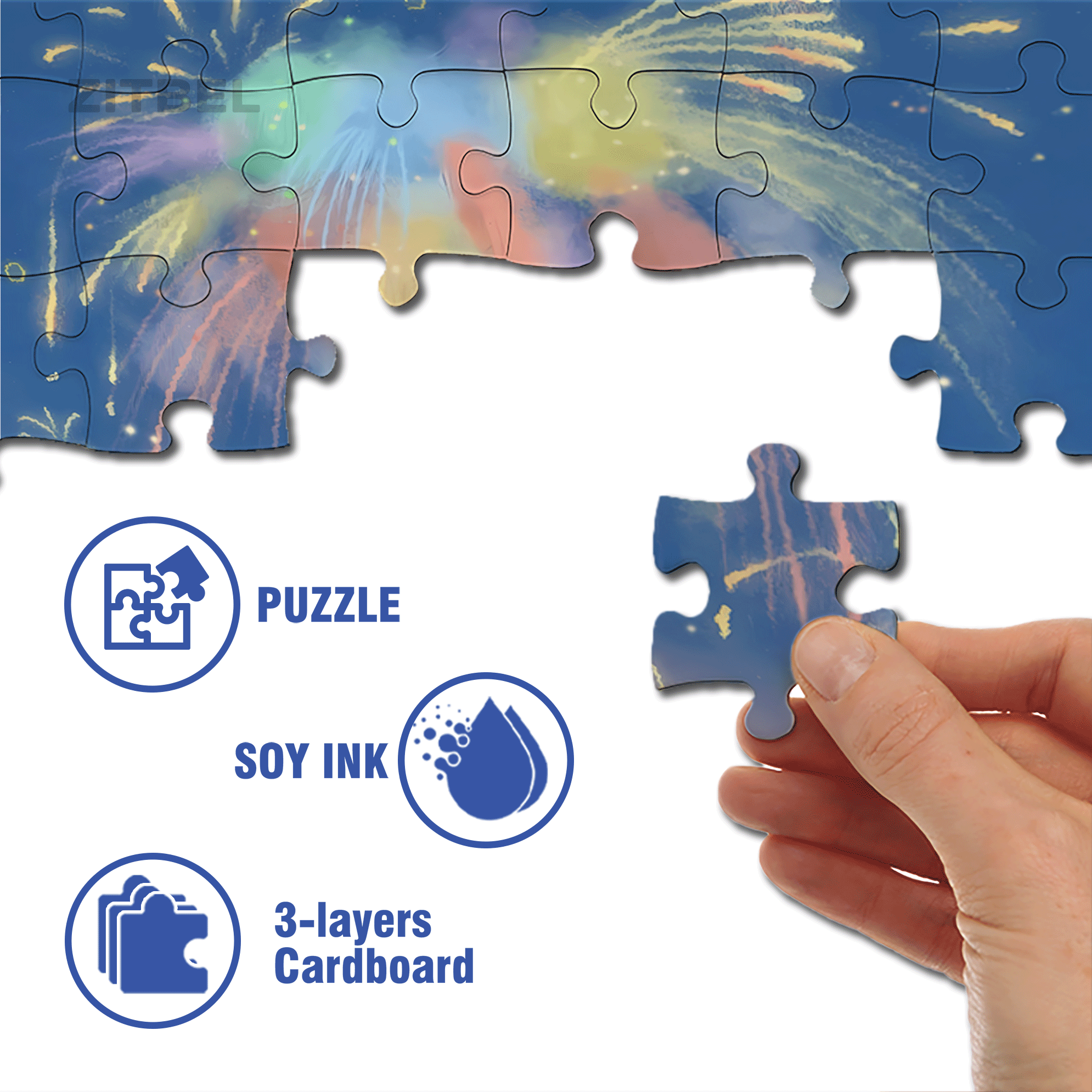 The  Splendid Fireworks On New Year's Eve 500pcs/1000pcs Jigsaw Puzzle, Scratch-Resistant, Interactive Family Game & Brain-Boosting DIY Decor, Perfect for Halloween, Christmas & New Year Gifts, Family Puzzle Game