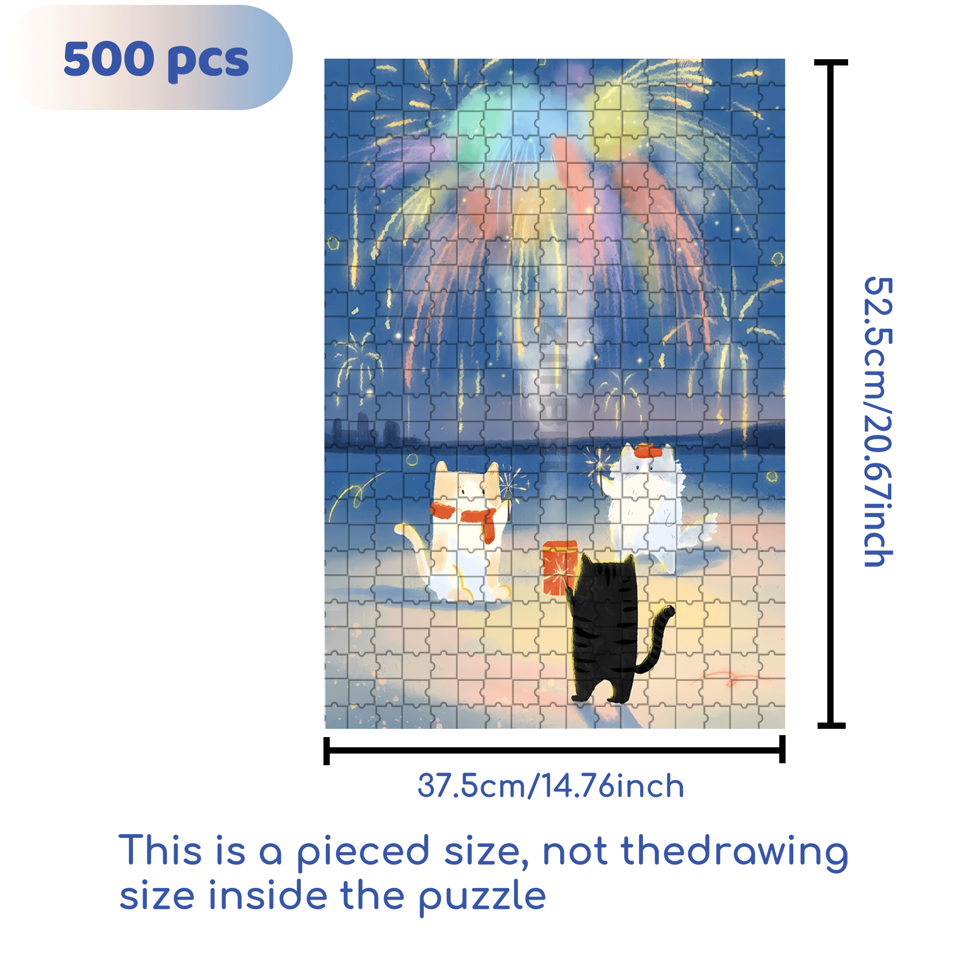The  Splendid Fireworks On New Year's Eve 500pcs/1000pcs Jigsaw Puzzle, Scratch-Resistant, Interactive Family Game & Brain-Boosting DIY Decor, Perfect for Halloween, Christmas & New Year Gifts, Family Puzzle Game
