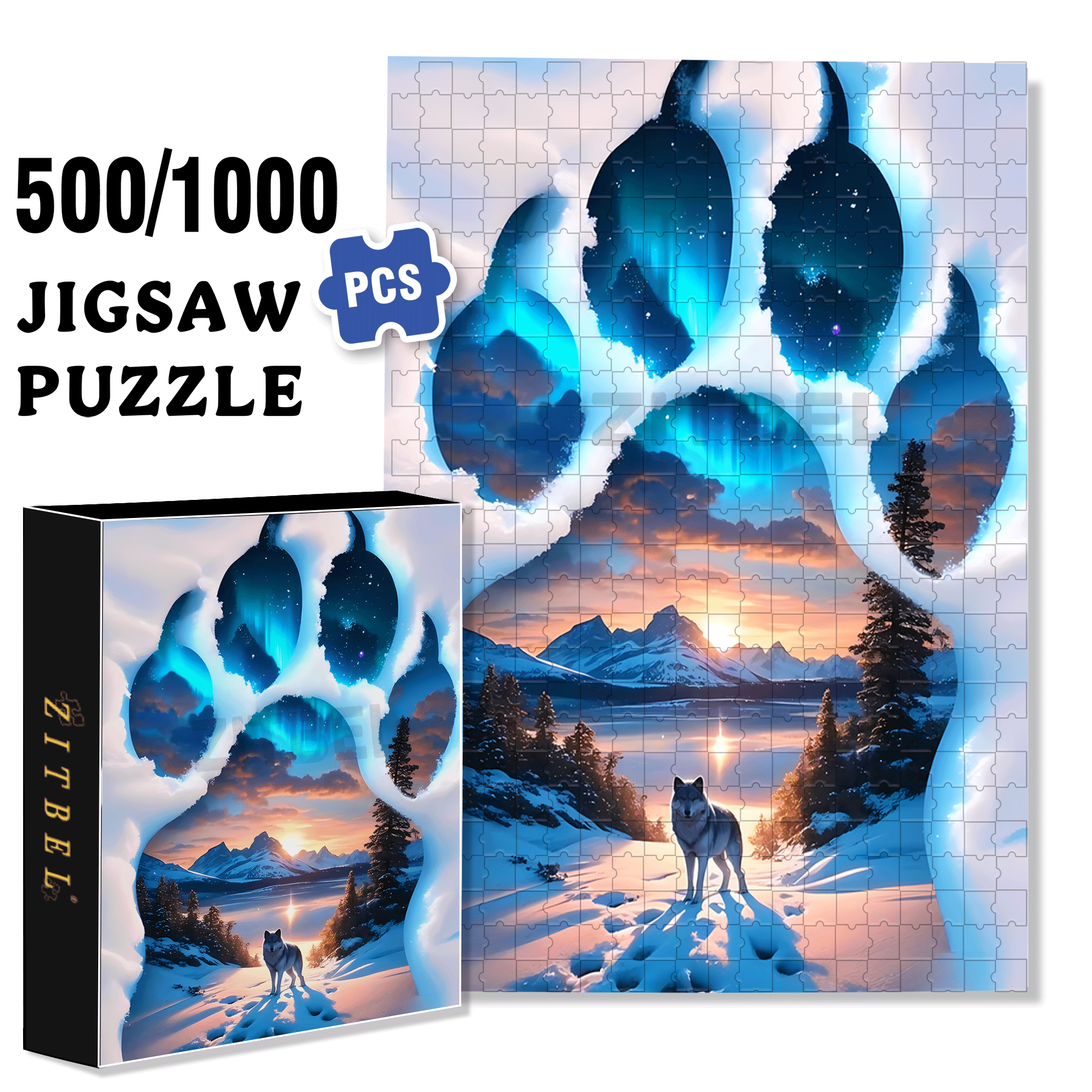 The Aurora Within The Claw Marks 500pcs/1000pcs Jigsaw Puzzle, Scratch-Resistant, Interactive Family Game & Brain-Boosting DIY Decor, Perfect for Halloween, Christmas & New Year Gifts, Family Puzzle Game