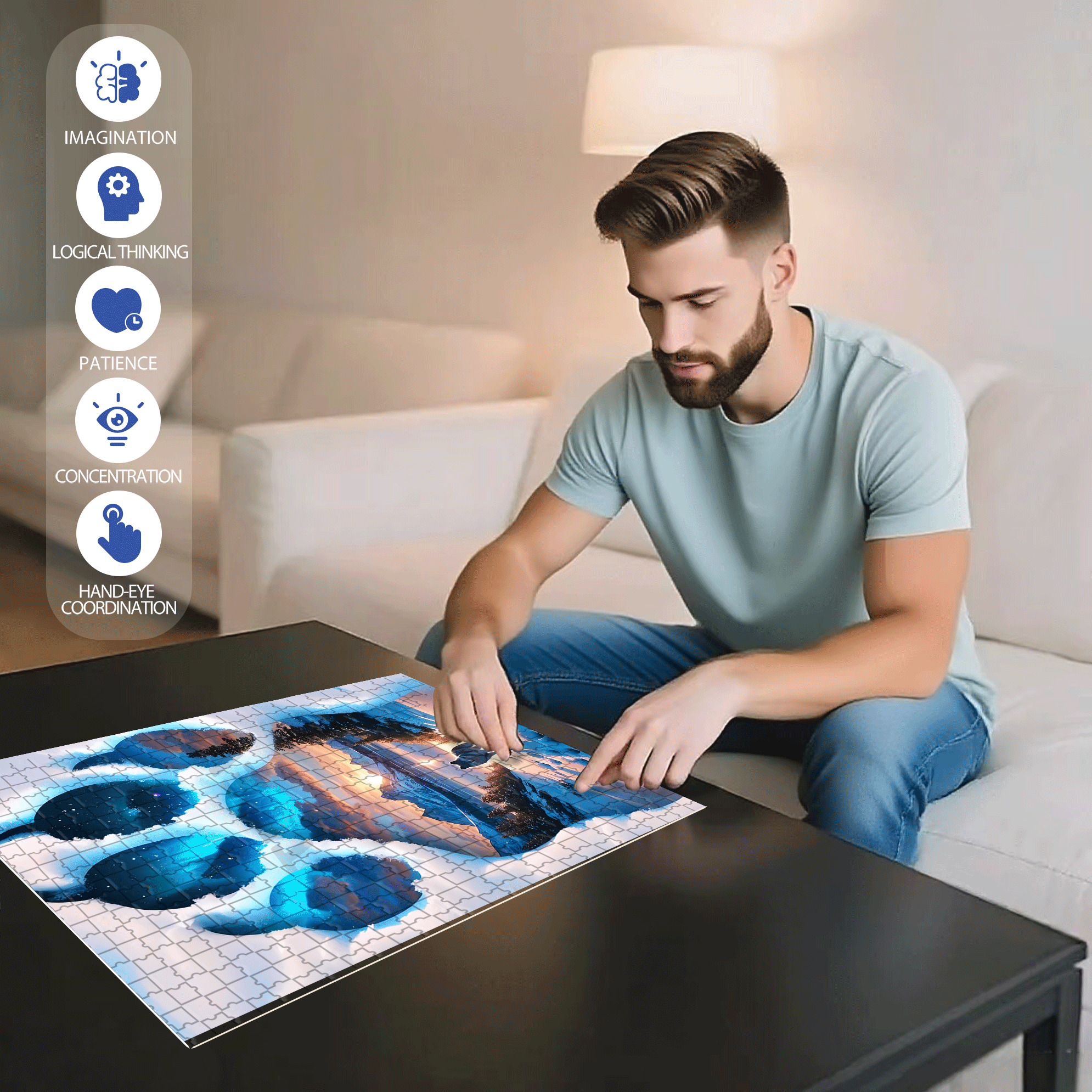 The Aurora Within The Claw Marks 500pcs/1000pcs Jigsaw Puzzle, Scratch-Resistant, Interactive Family Game & Brain-Boosting DIY Decor, Perfect for Halloween, Christmas & New Year Gifts, Family Puzzle Game