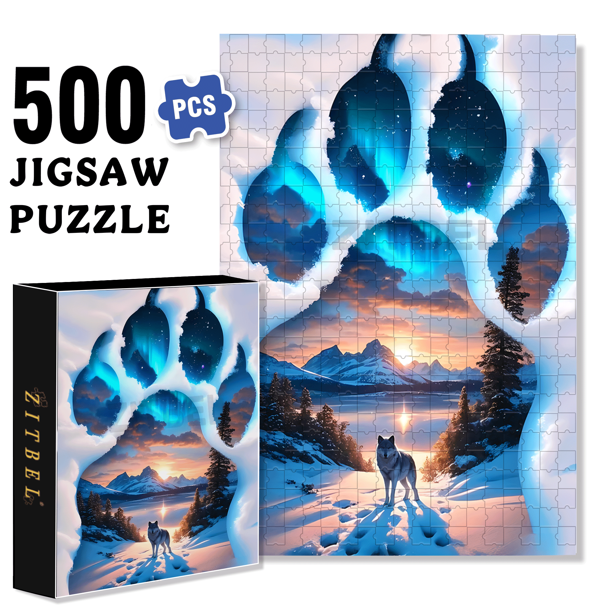 The Aurora Within The Claw Marks 500pcs/1000pcs Jigsaw Puzzle, Scratch-Resistant, Interactive Family Game & Brain-Boosting DIY Decor, Perfect for Halloween, Christmas & New Year Gifts, Family Puzzle Game