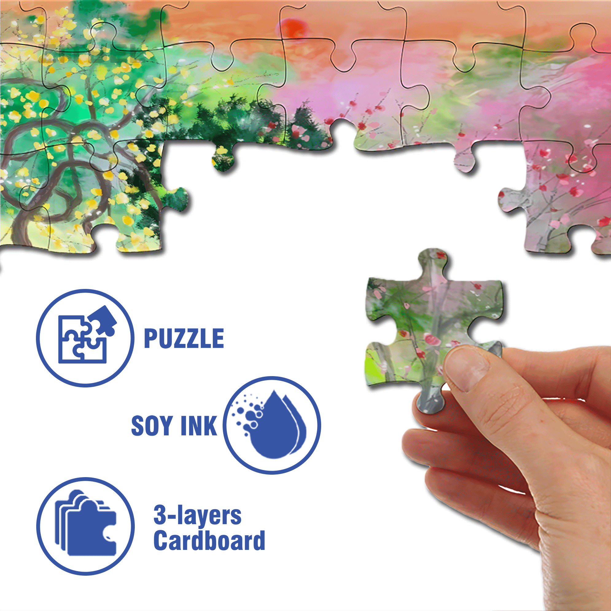 The Black Steed 500pcs/1000pcs Jigsaw Puzzle, Scratch-Resistant, Interactive Family Game & Brain-Boosting DIY Decor, Perfect for Halloween, Christmas & New Year Gifts, Family Puzzle Game