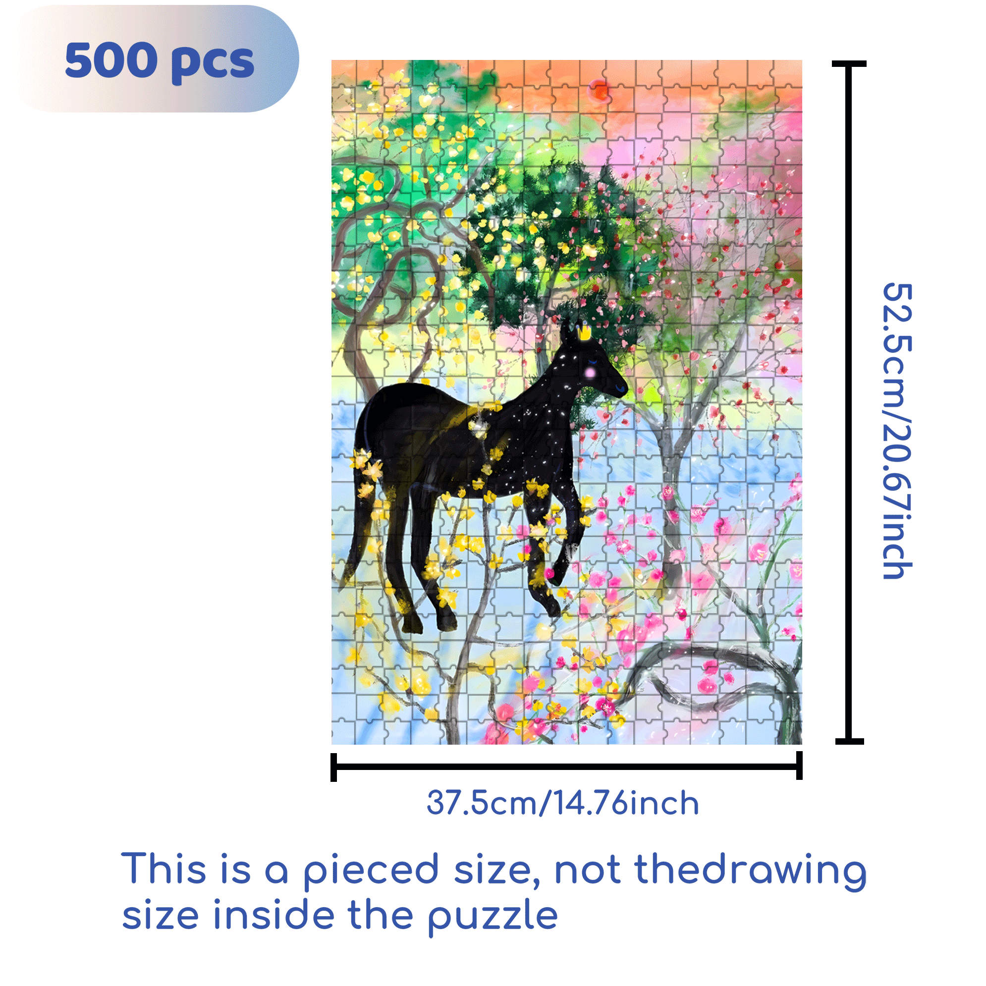 The Black Steed 500pcs/1000pcs Jigsaw Puzzle, Scratch-Resistant, Interactive Family Game & Brain-Boosting DIY Decor, Perfect for Halloween, Christmas & New Year Gifts, Family Puzzle Game