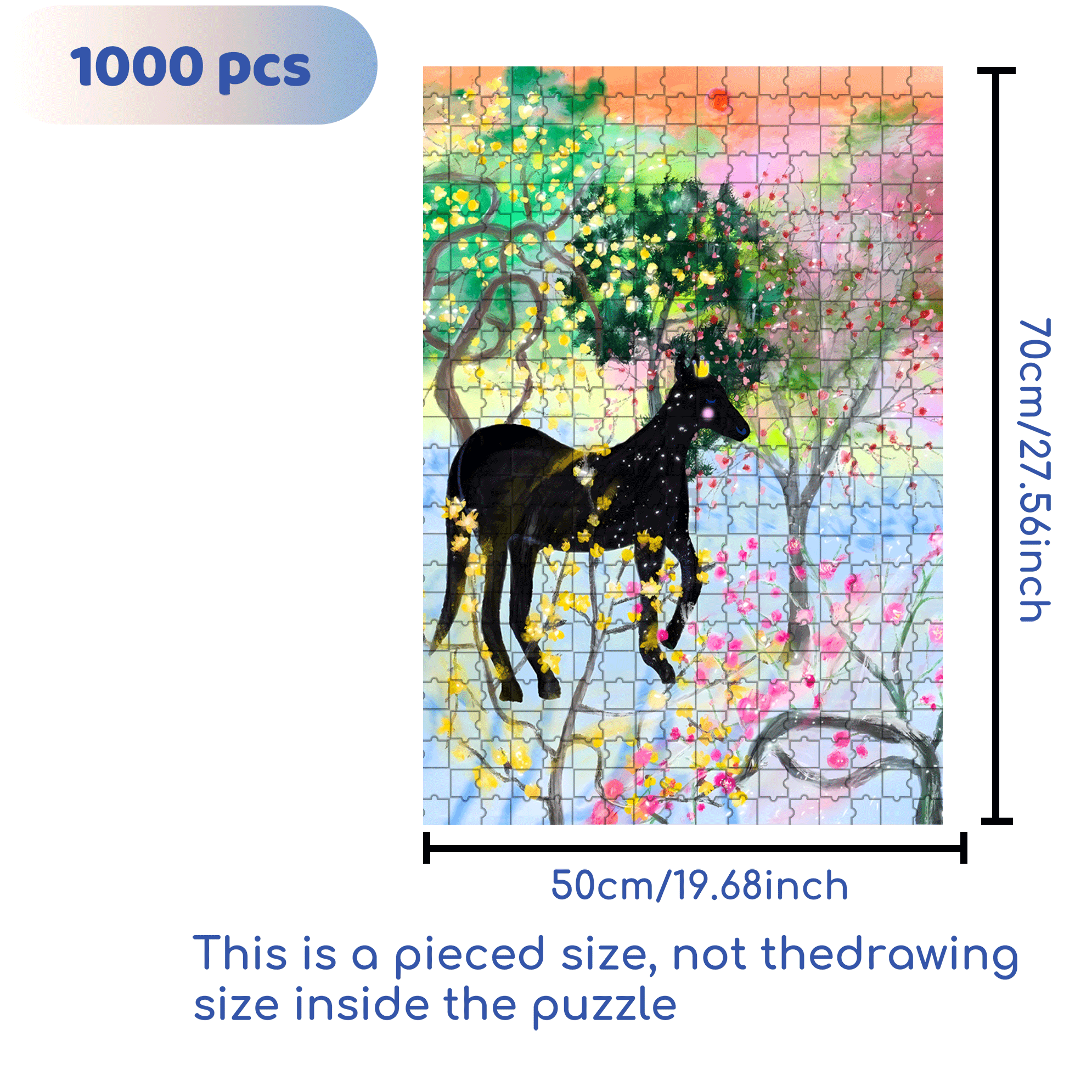 The Black Steed 500pcs/1000pcs Jigsaw Puzzle, Scratch-Resistant, Interactive Family Game & Brain-Boosting DIY Decor, Perfect for Halloween, Christmas & New Year Gifts, Family Puzzle Game