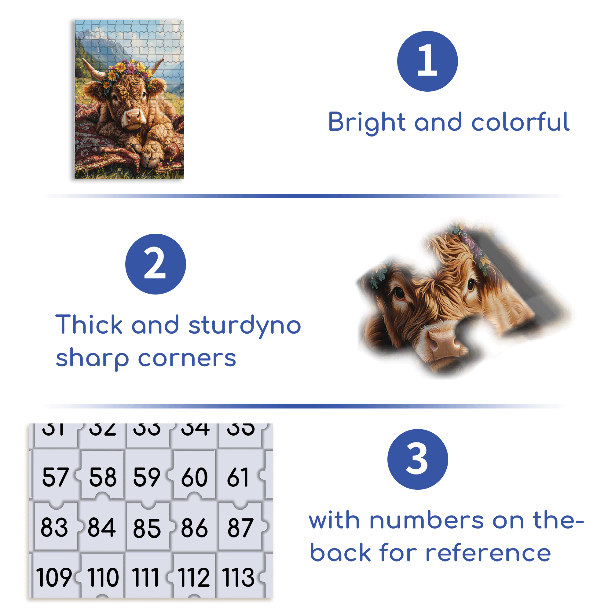 The Highland Cow Wearing A Garland 500pcs/1000pcs Jigsaw Puzzle, Scratch-Resistant, Interactive Family Game & Brain-Boosting DIY Decor, Perfect for Halloween, Christmas & New Year Gifts, Family Puzzle Game