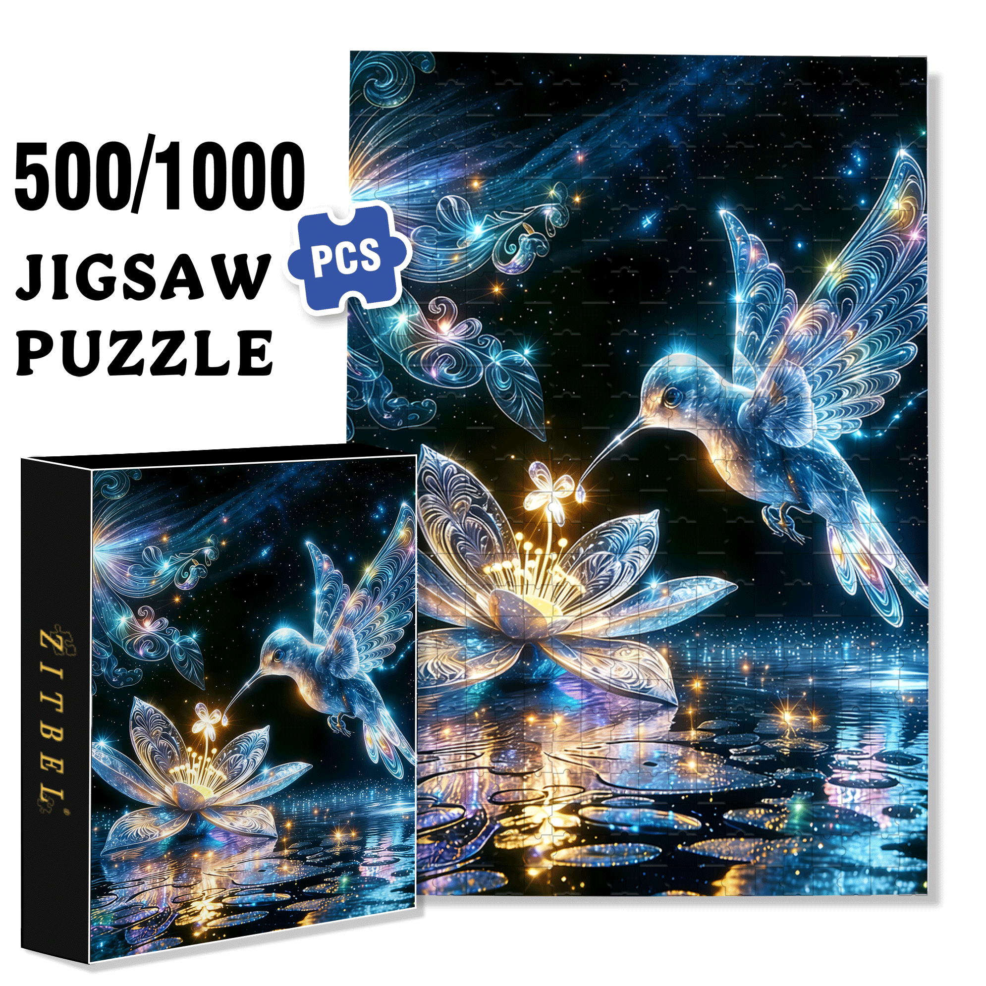 The Kiss of Stardust 500pcs/1000pcs Jigsaw Puzzle, Scratch-Resistant, Interactive Family Game & Brain-Boosting DIY Decor, Perfect for Halloween, Christmas & New Year Gifts, Family Puzzle Game