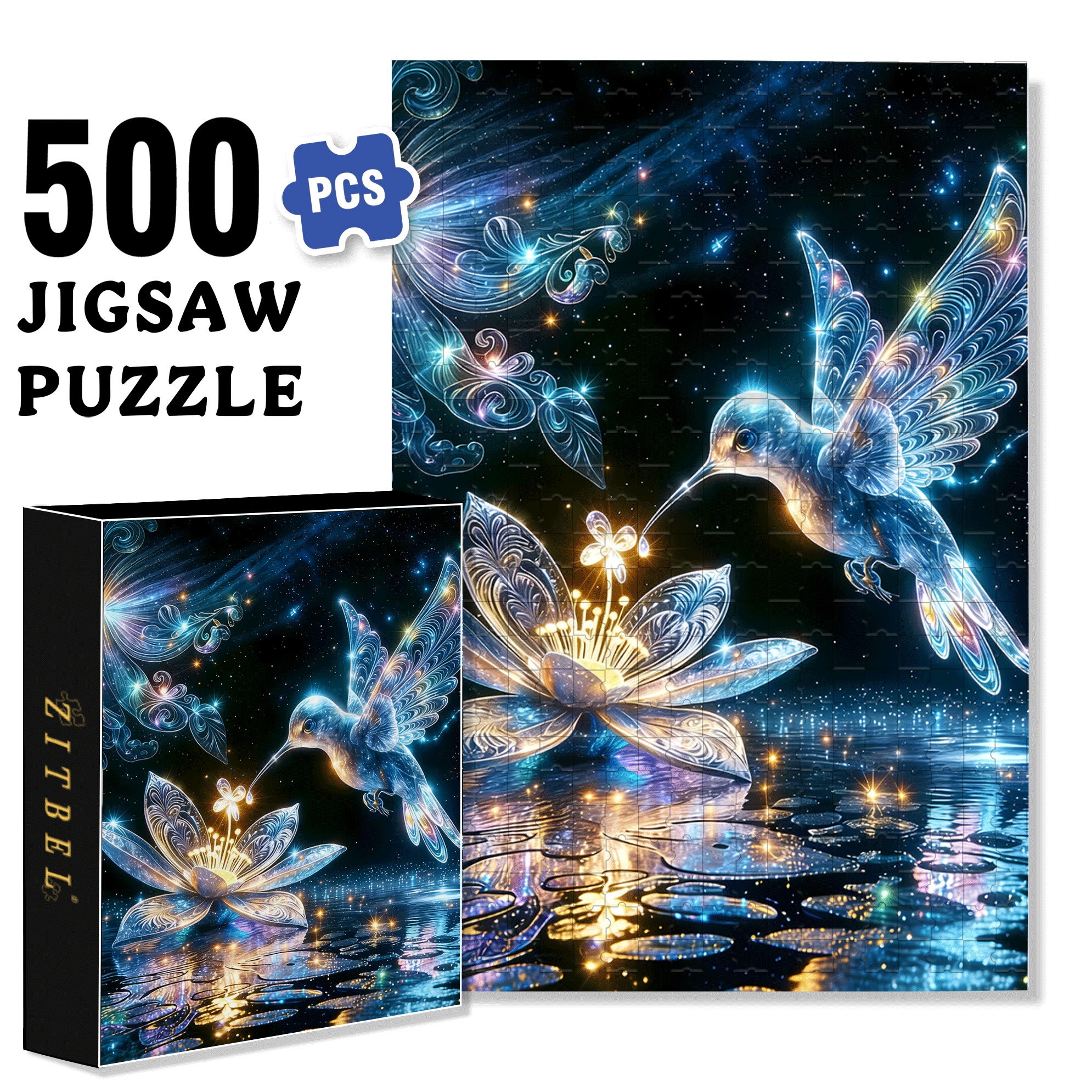 The Kiss of Stardust 500pcs/1000pcs Jigsaw Puzzle, Scratch-Resistant, Interactive Family Game & Brain-Boosting DIY Decor, Perfect for Halloween, Christmas & New Year Gifts, Family Puzzle Game
