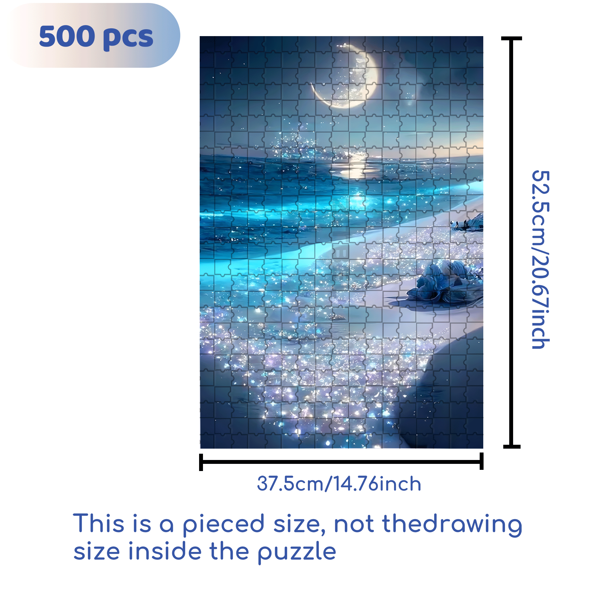 The Moon Sets On The Silver Beach 500pcs/1000pcs Jigsaw Puzzle, Scratch-Resistant, Interactive Family Game & Brain-Boosting DIY Decor, Perfect for Halloween, Christmas & New Year Gifts, Family Puzzle Game