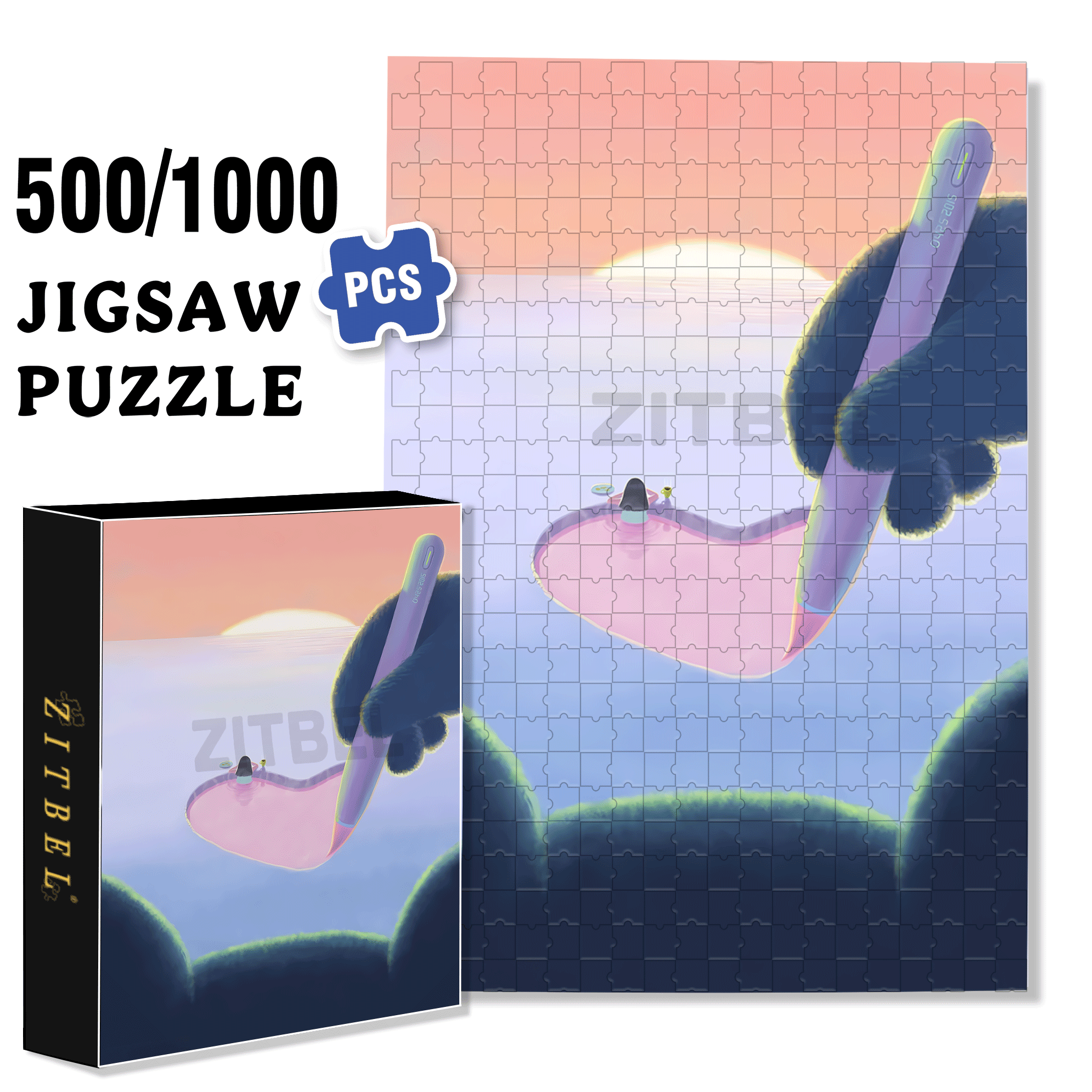 The Painting of the Heart 500pcs/1000pcs Jigsaw Puzzle, Scratch-Resistant, Interactive Family Game & Brain-Boosting DIY Decor, Perfect for Halloween, Christmas & New Year Gifts, Family Puzzle Game