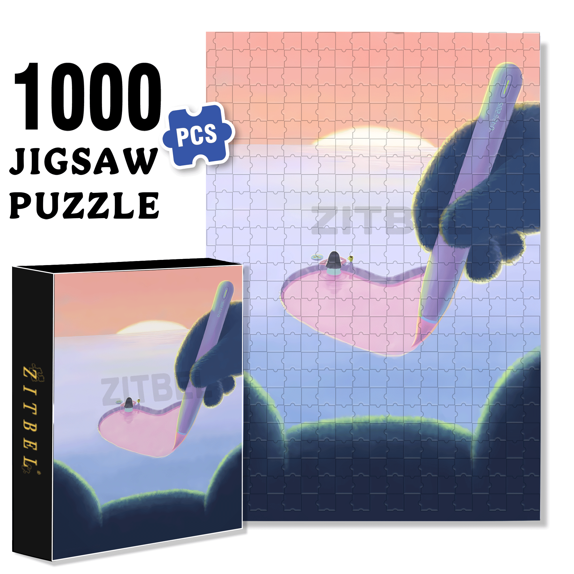 The Painting of the Heart 500pcs/1000pcs Jigsaw Puzzle, Scratch-Resistant, Interactive Family Game & Brain-Boosting DIY Decor, Perfect for Halloween, Christmas & New Year Gifts, Family Puzzle Game