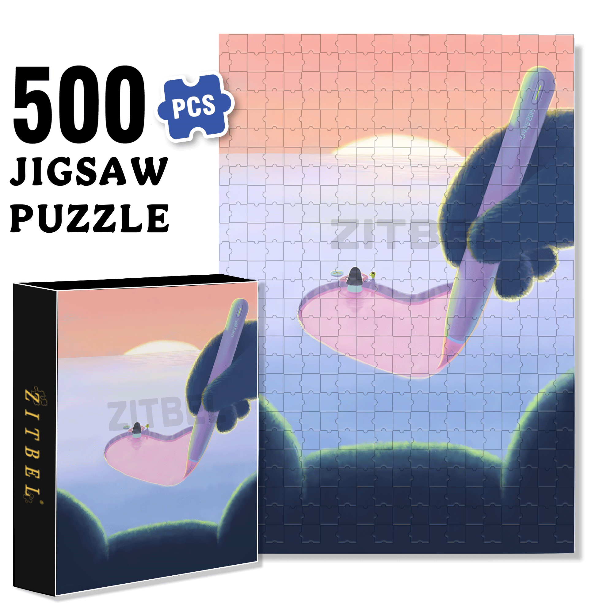The Painting of the Heart 500pcs/1000pcs Jigsaw Puzzle, Scratch-Resistant, Interactive Family Game & Brain-Boosting DIY Decor, Perfect for Halloween, Christmas & New Year Gifts, Family Puzzle Game