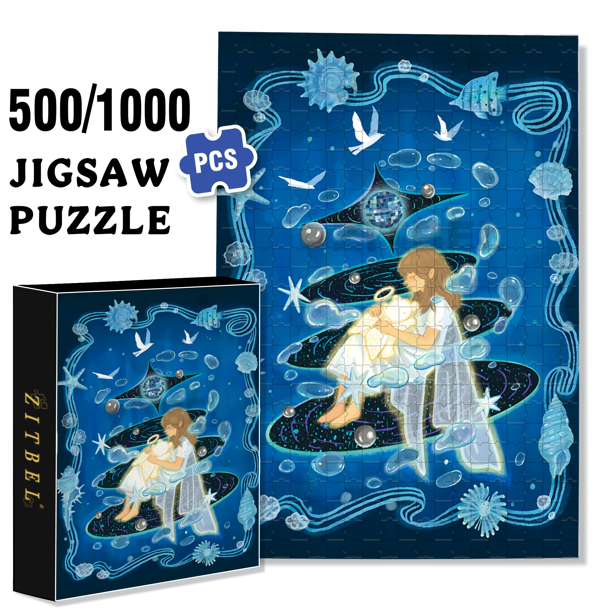 The Quiet And Peaceful Night 500pcs/1000pcs Jigsaw Puzzle, Scratch-Resistant, Interactive Family Game & Brain-Boosting DIY Decor, Perfect for Halloween, Christmas & New Year Gifts, Family Puzzle Game