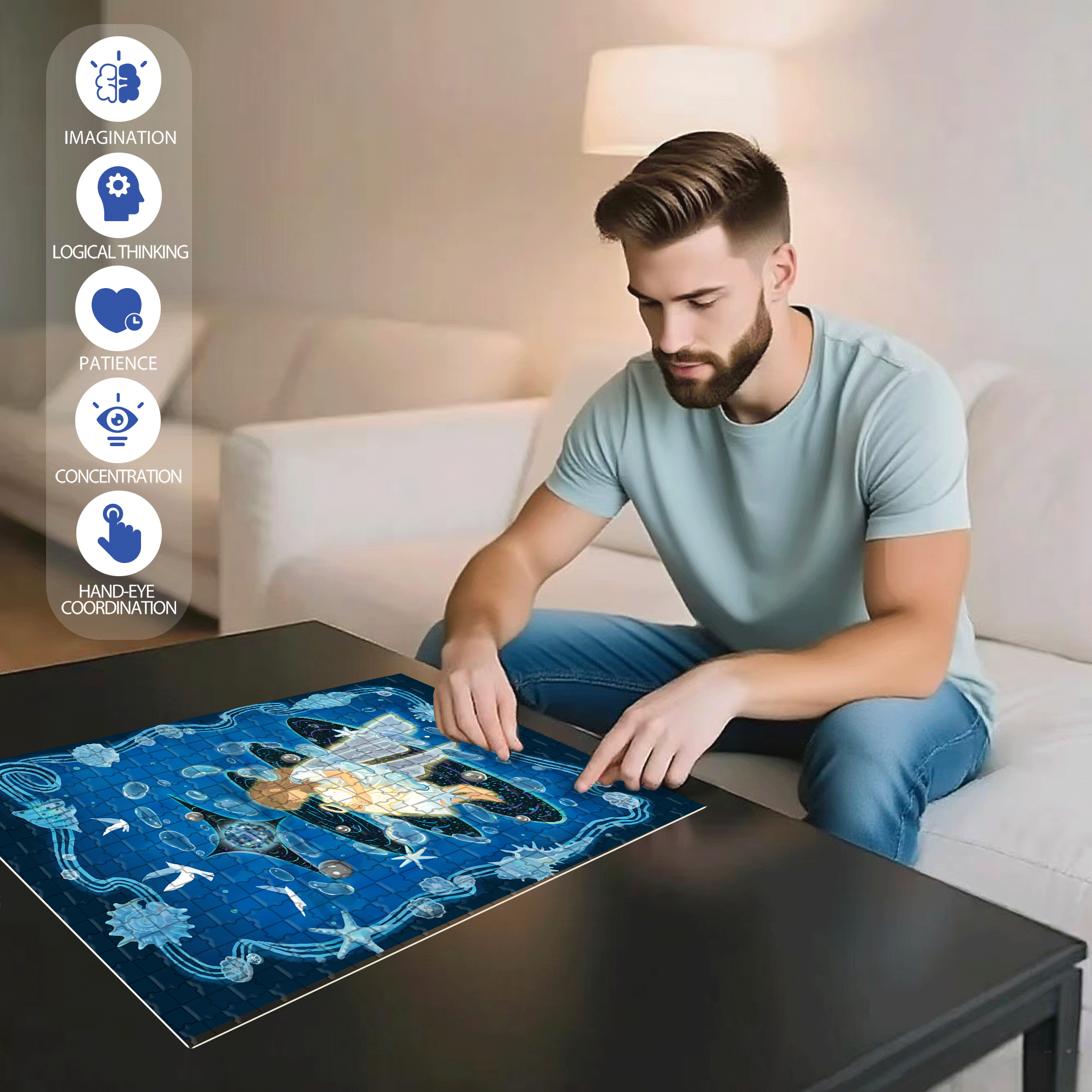 The Quiet And Peaceful Night 500pcs/1000pcs Jigsaw Puzzle, Scratch-Resistant, Interactive Family Game & Brain-Boosting DIY Decor, Perfect for Halloween, Christmas & New Year Gifts, Family Puzzle Game