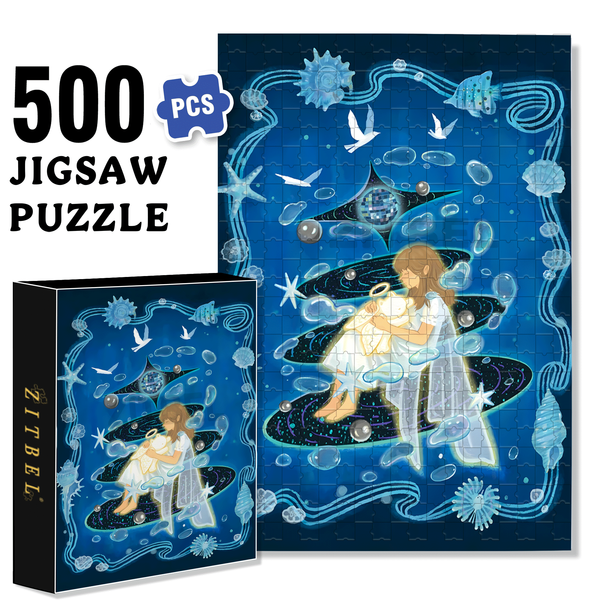 The Quiet And Peaceful Night 500pcs/1000pcs Jigsaw Puzzle, Scratch-Resistant, Interactive Family Game & Brain-Boosting DIY Decor, Perfect for Halloween, Christmas & New Year Gifts, Family Puzzle Game