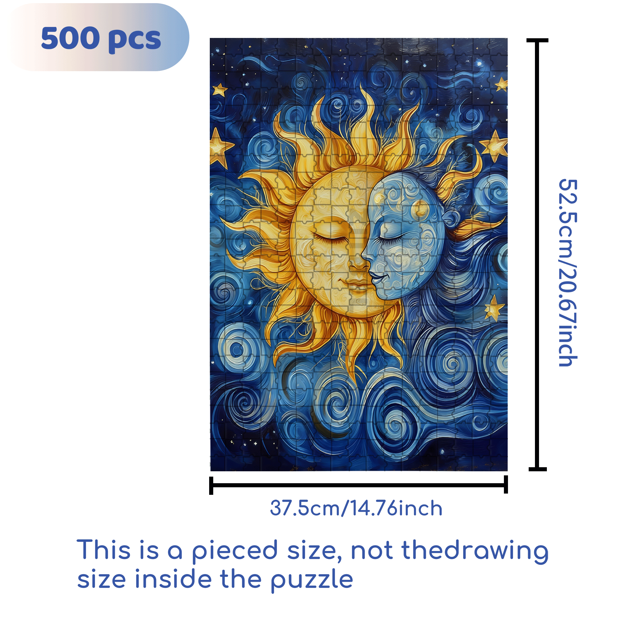 The Sun And The Moon 500pcs/1000pcs Jigsaw Puzzle, Scratch-Resistant, Interactive Family Game & Brain-Boosting DIY Decor, Perfect for Halloween, Christmas & New Year Gifts, Family Puzzle Game