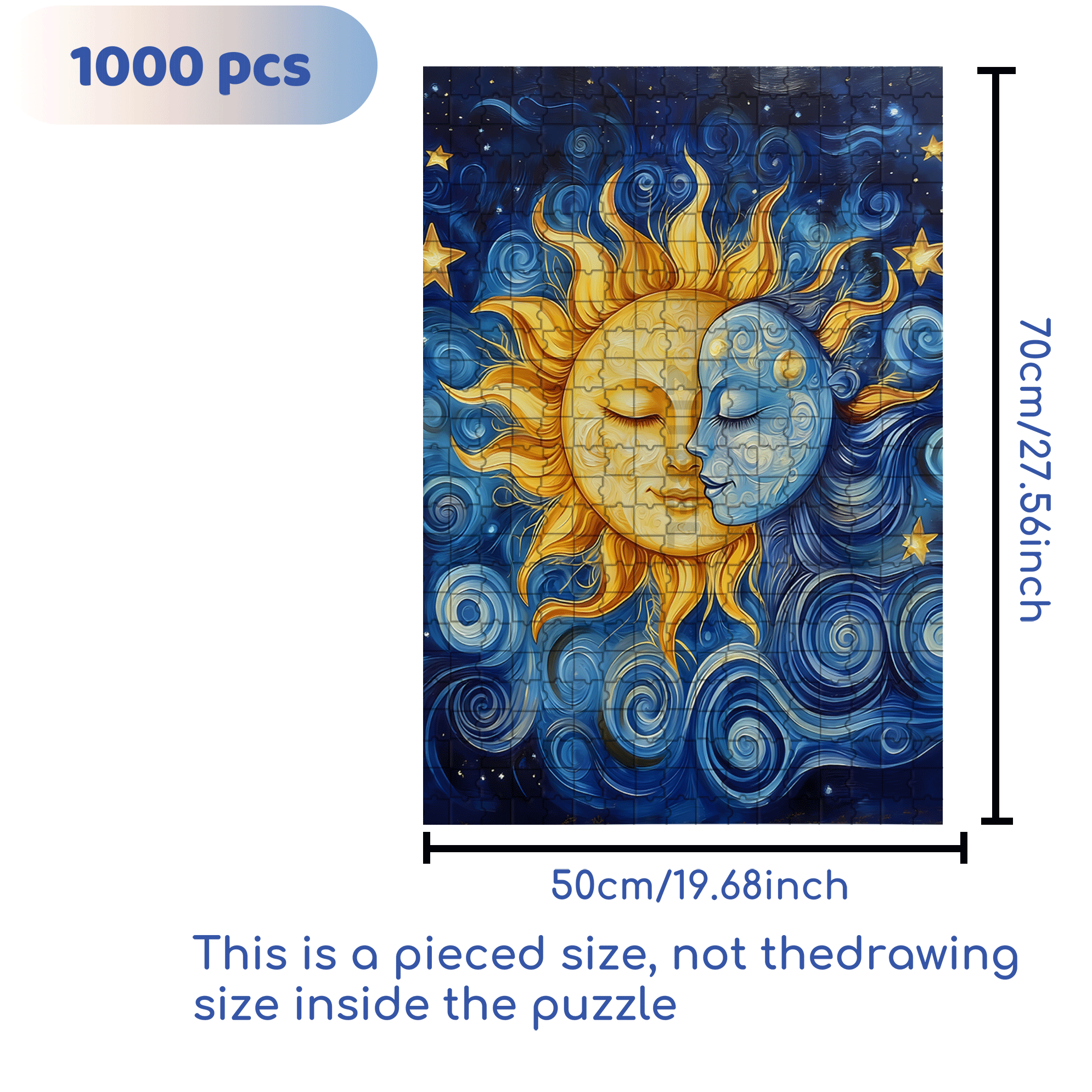The Sun And The Moon 500pcs/1000pcs Jigsaw Puzzle, Scratch-Resistant, Interactive Family Game & Brain-Boosting DIY Decor, Perfect for Halloween, Christmas & New Year Gifts, Family Puzzle Game