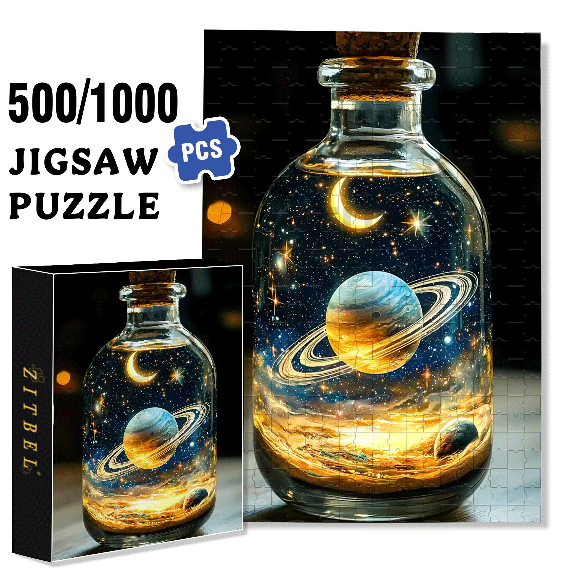 The Universe In A Bottle 500pcs/1000pcs Jigsaw Puzzle, Scratch-Resistant, Interactive Family Game & Brain-Boosting DIY Decor, Perfect for Halloween, Christmas & New Year Gifts, Family Puzzle Game