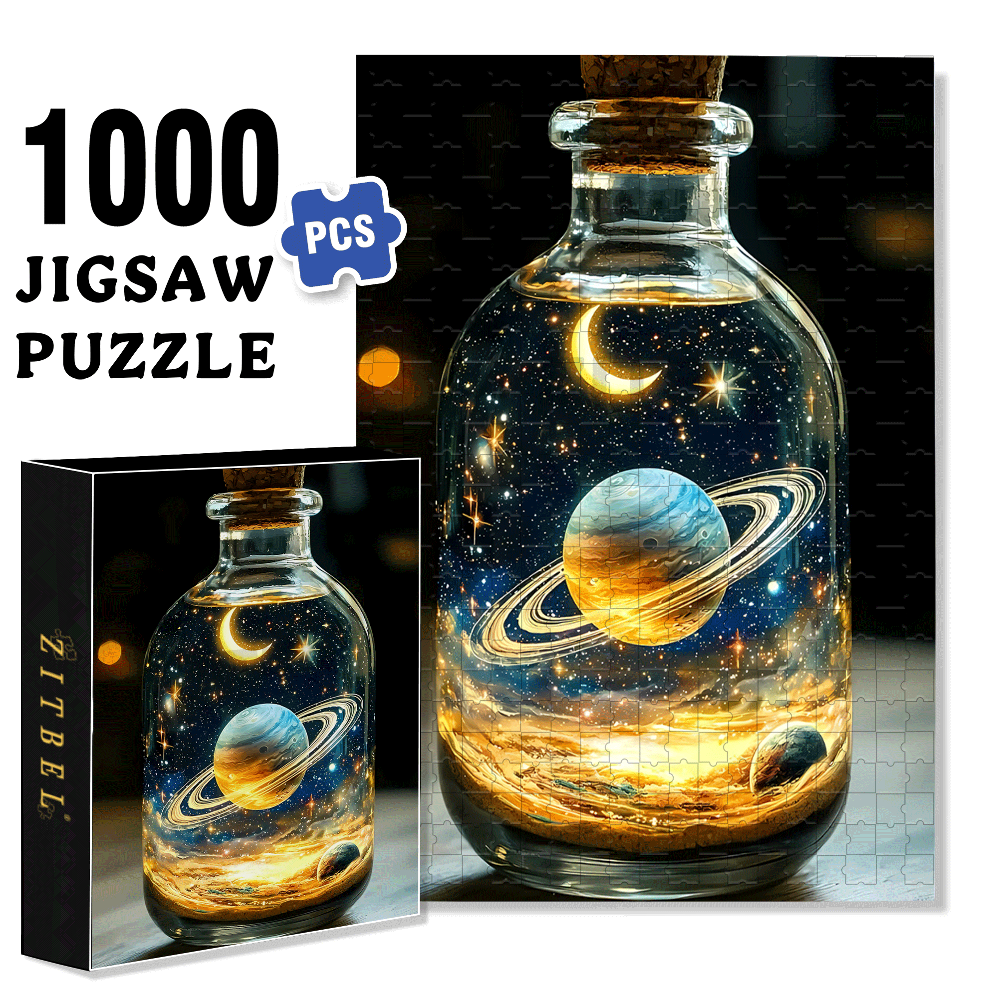 The Universe In A Bottle 500pcs/1000pcs Jigsaw Puzzle, Scratch-Resistant, Interactive Family Game & Brain-Boosting DIY Decor, Perfect for Halloween, Christmas & New Year Gifts, Family Puzzle Game