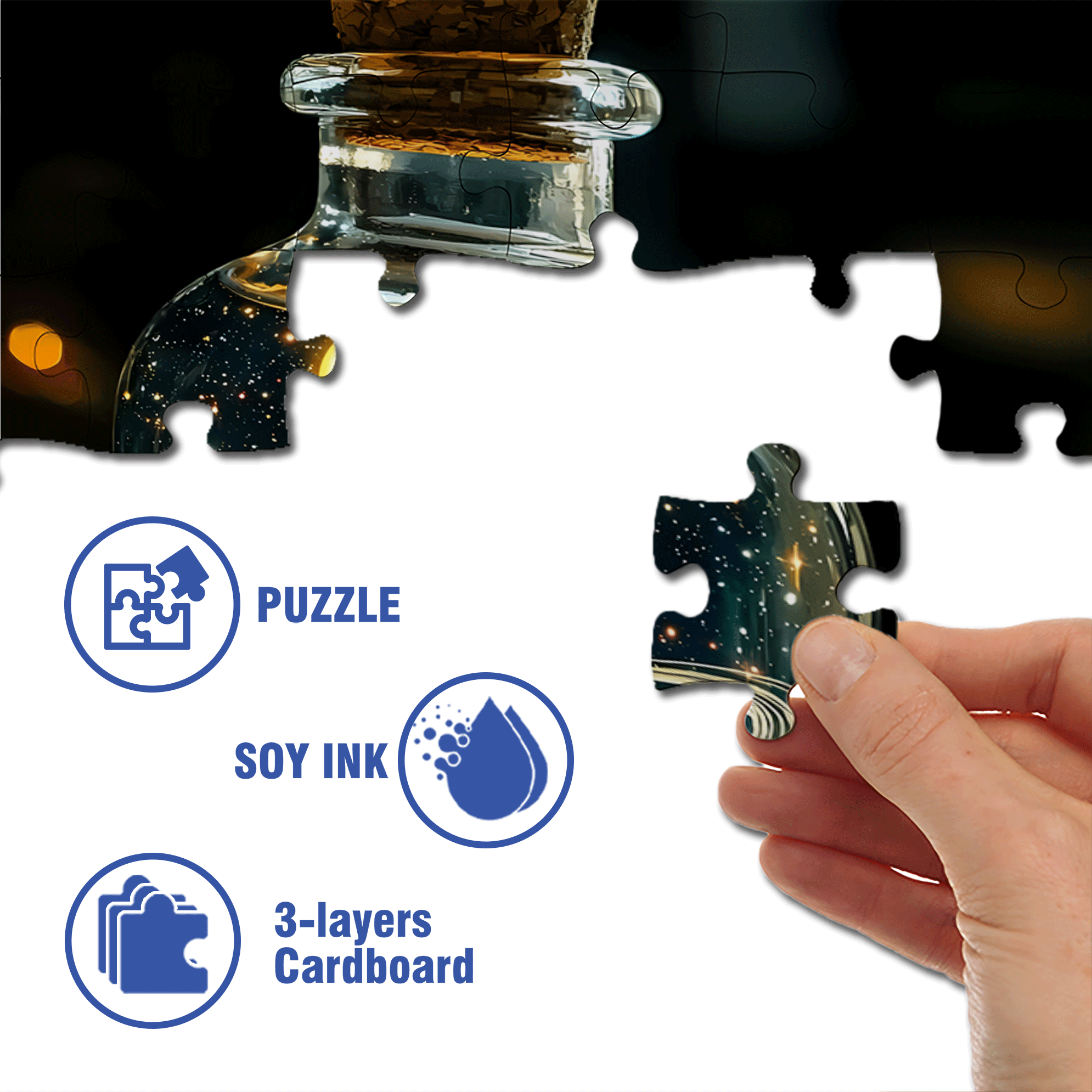 The Universe In A Bottle 500pcs/1000pcs Jigsaw Puzzle, Scratch-Resistant, Interactive Family Game & Brain-Boosting DIY Decor, Perfect for Halloween, Christmas & New Year Gifts, Family Puzzle Game
