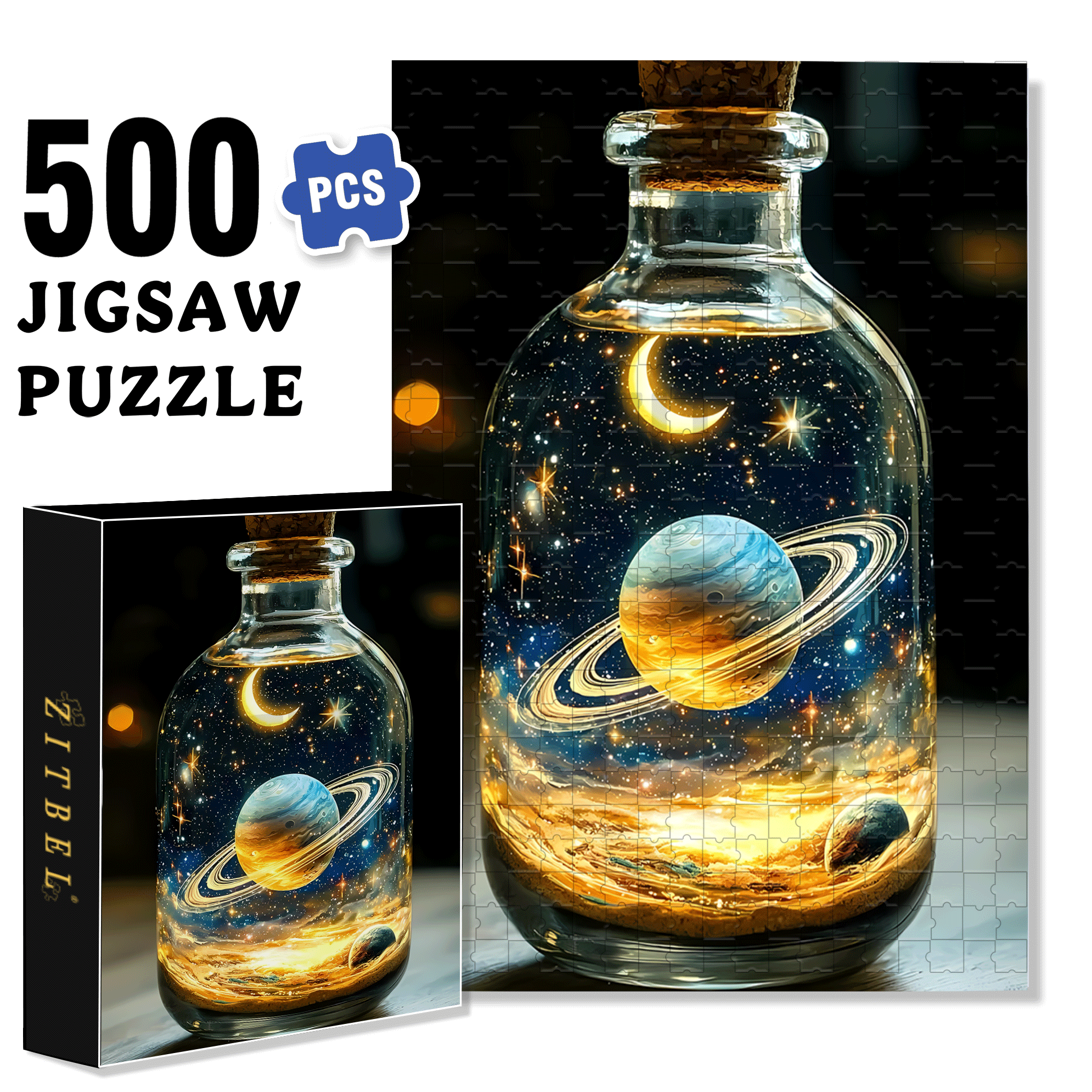 The Universe In A Bottle 500pcs/1000pcs Jigsaw Puzzle, Scratch-Resistant, Interactive Family Game & Brain-Boosting DIY Decor, Perfect for Halloween, Christmas & New Year Gifts, Family Puzzle Game